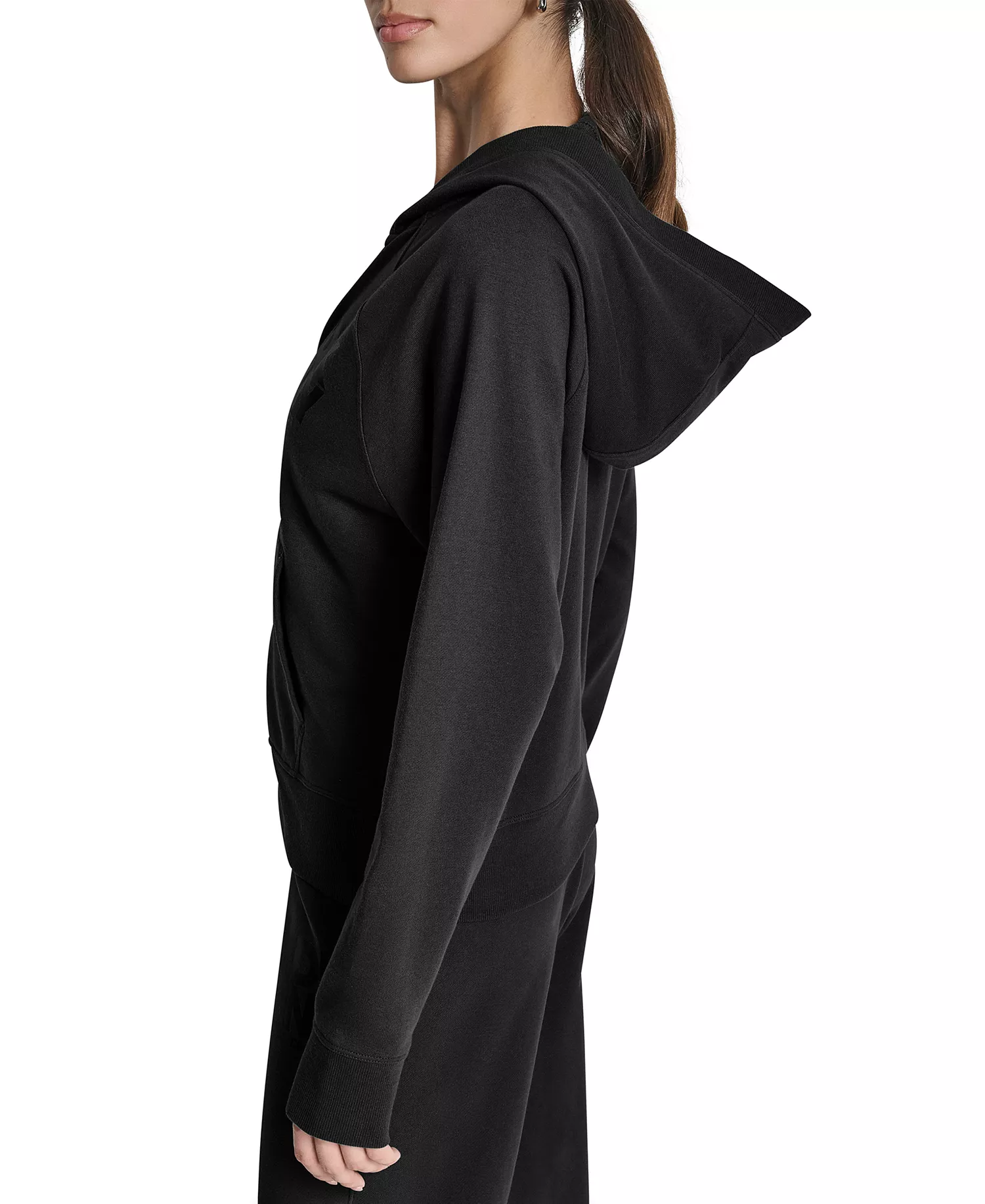 Women's Stacked Satin Logo Full-Zip Hoodie - Black - L