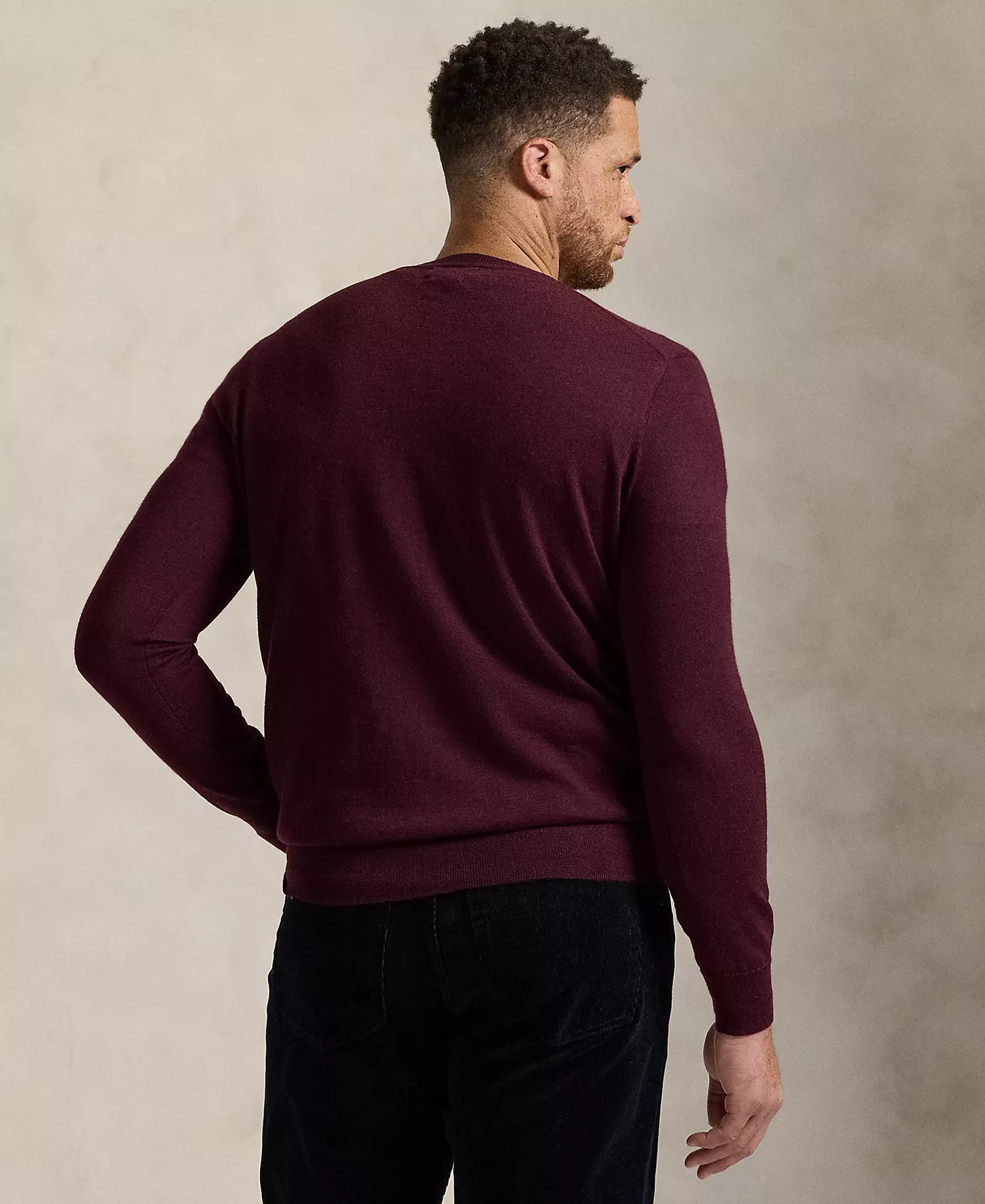 Men's Big & Tall Washable Wool V-Neck Sweater - Aged Wine Heather - 2LT