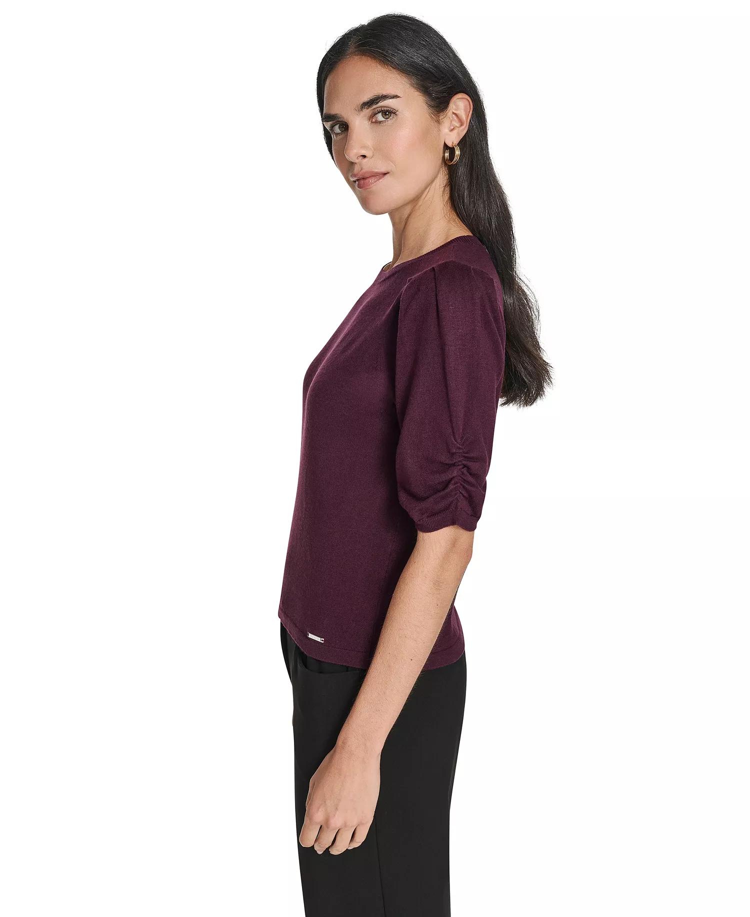 Women's Crew Neck Sweater - Aubergine - L