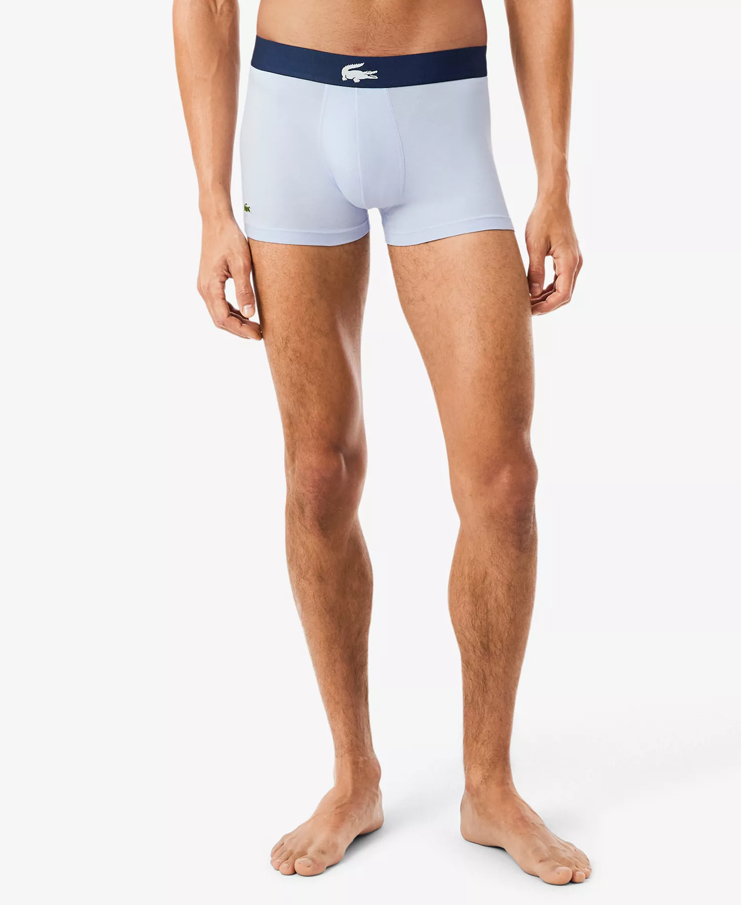 Men's Cotton Stretch Large-Crocodile Logo Trunks, 3-Pack - 0Iv_flagstone/white - L