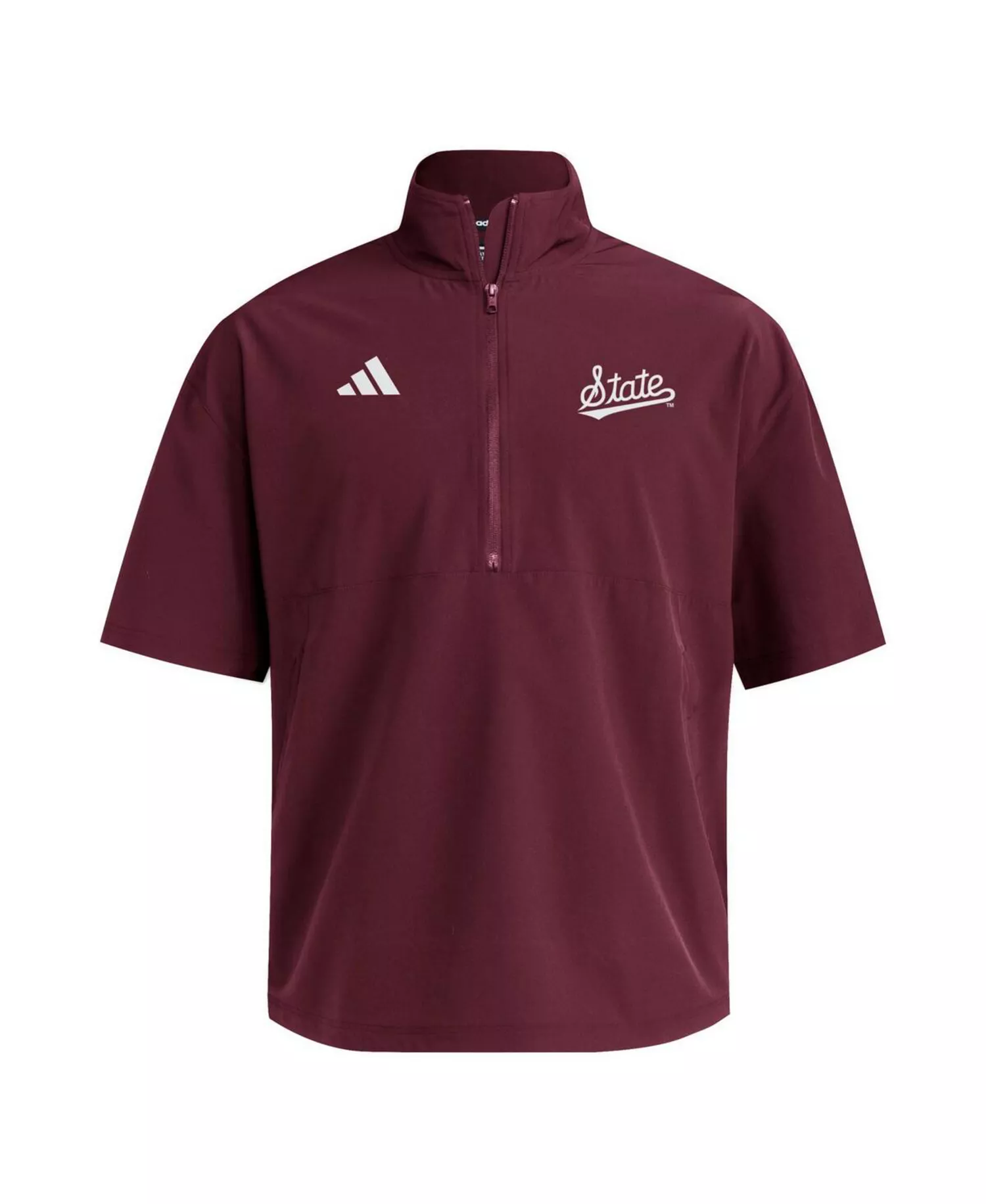 Men's Maroon Mississippi State Bulldogs Woven Quarter-Zip Short Sleeve Pullover Sweatshirt - Maroon - L
