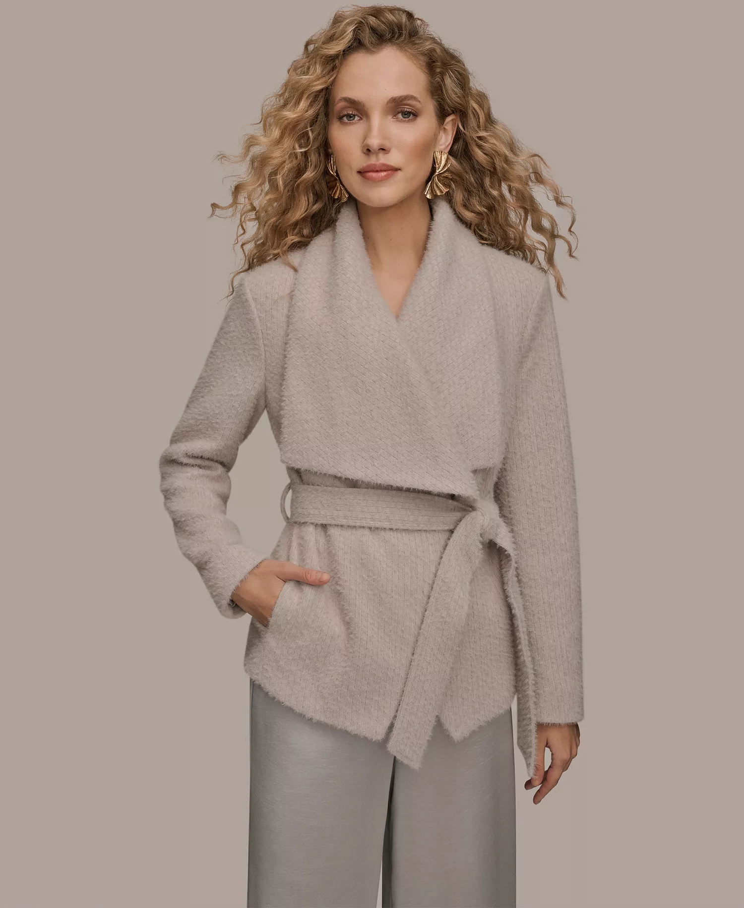 Women's Snap Closure Wrap Coat - Vapor - L