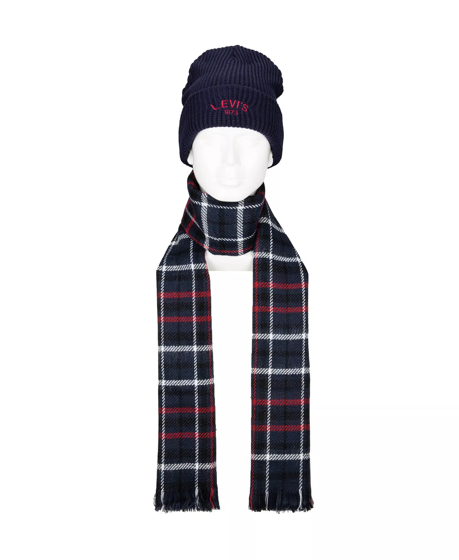 Men's 2-Piece Beanie and Scarf Set - Navy - NO SIZE
