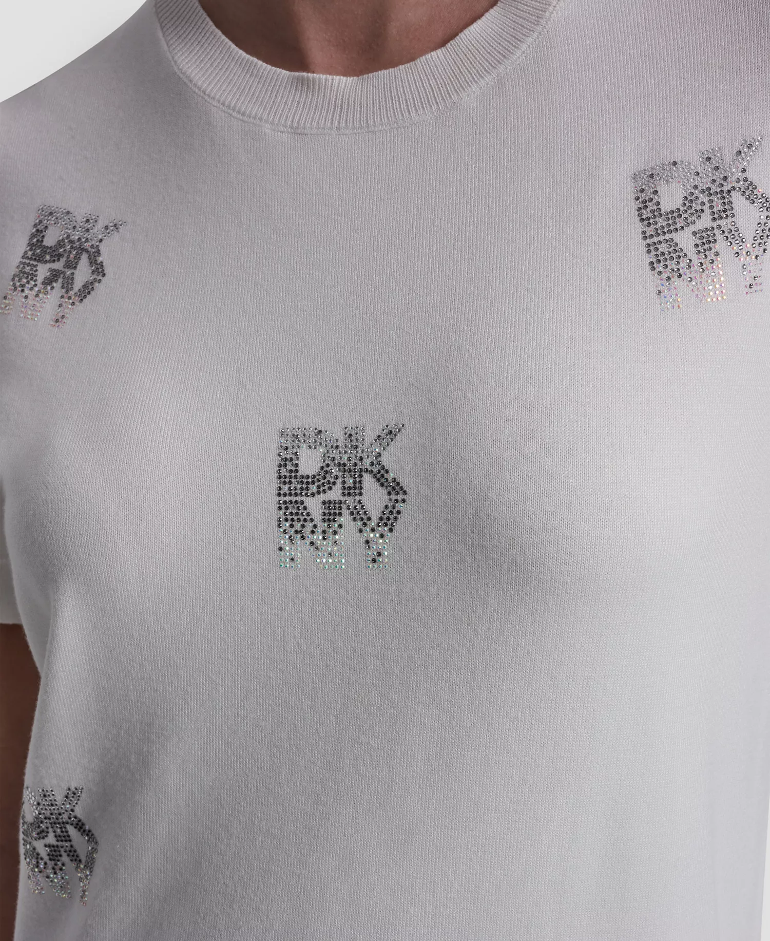 Women's Embellished Logo Crew Neck Sweater - Ivory - L