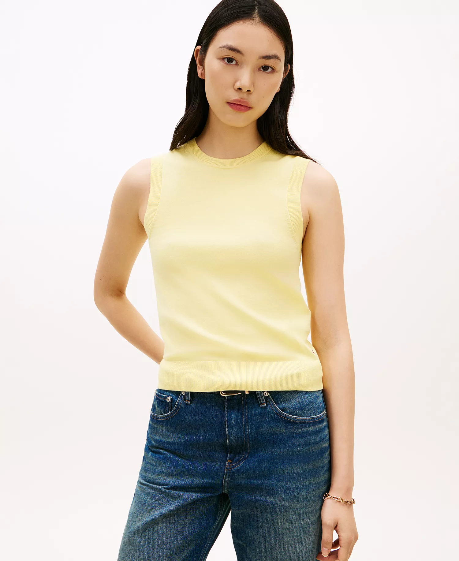 Women's Crew Neck Knit Sweater - Citronella - L