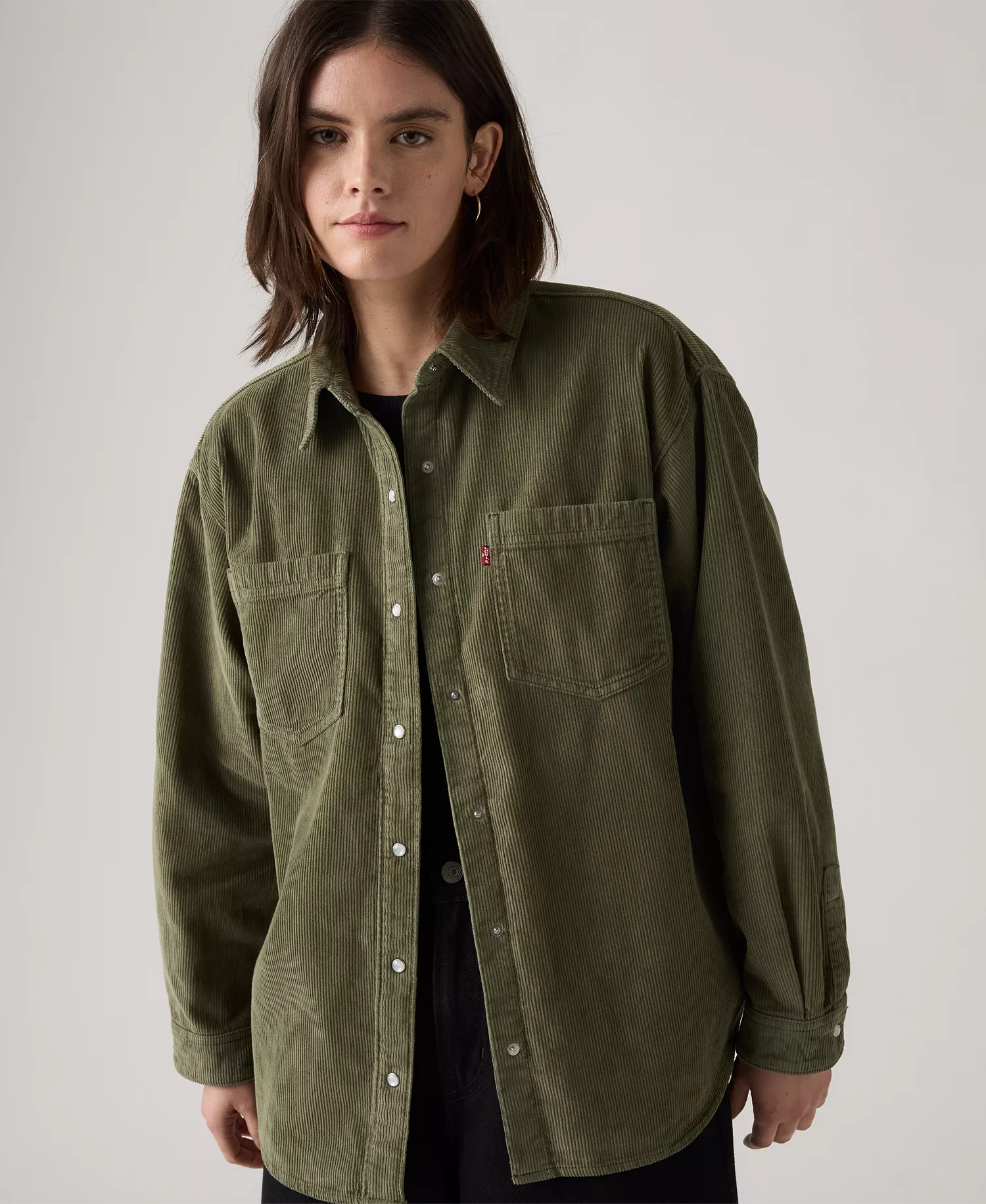 Women's Iris Corduroy Overshirt - Green - L