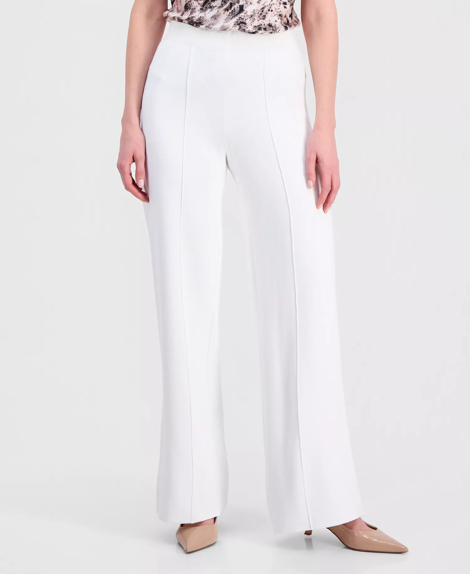 Petite Mid-Rise Straight-Leg Pants - Ivory - P/L