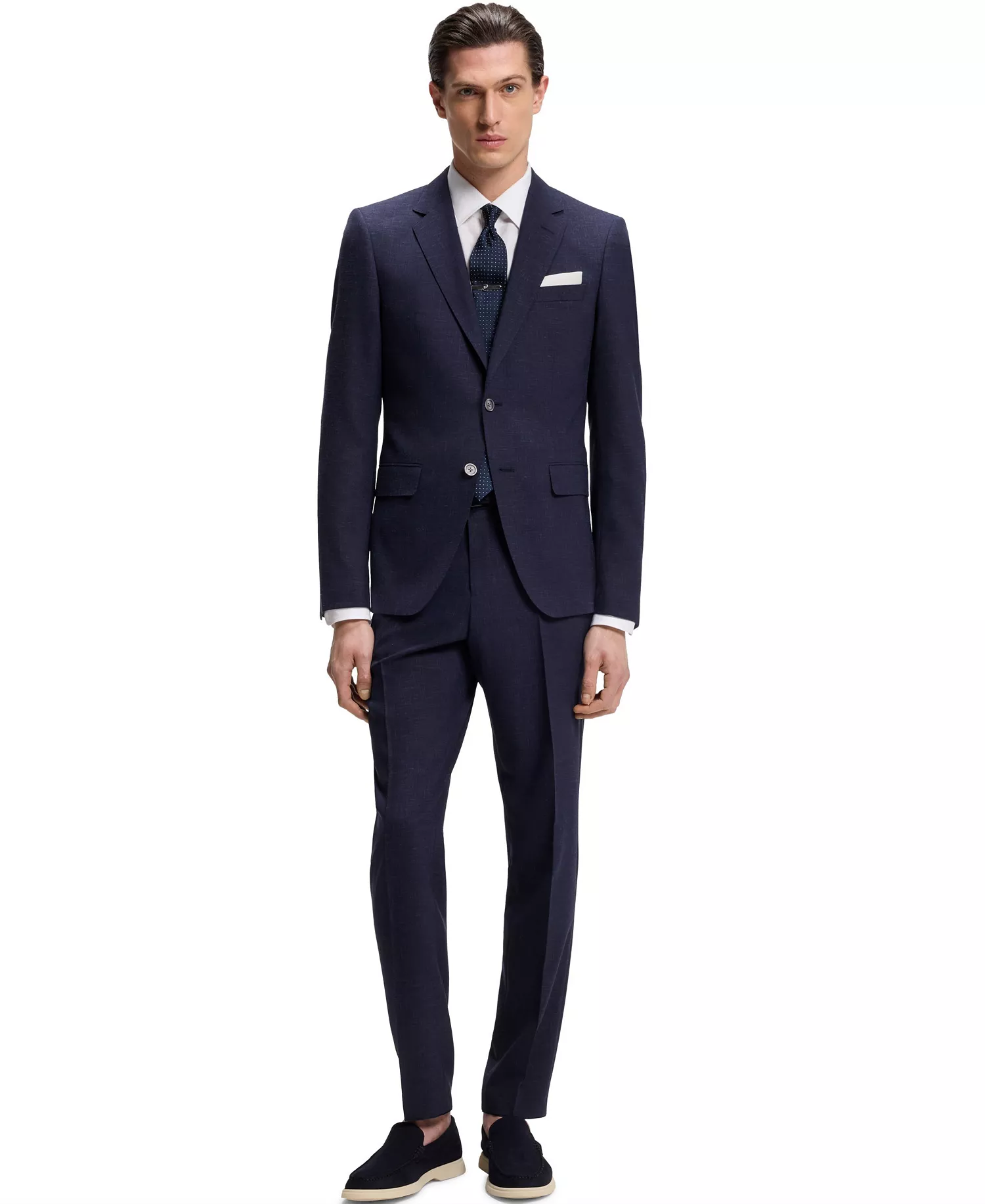 BOSS by Men's Micro-Patterned 2-Piece Slim-Fit Suit - Dark Blue - 36R
