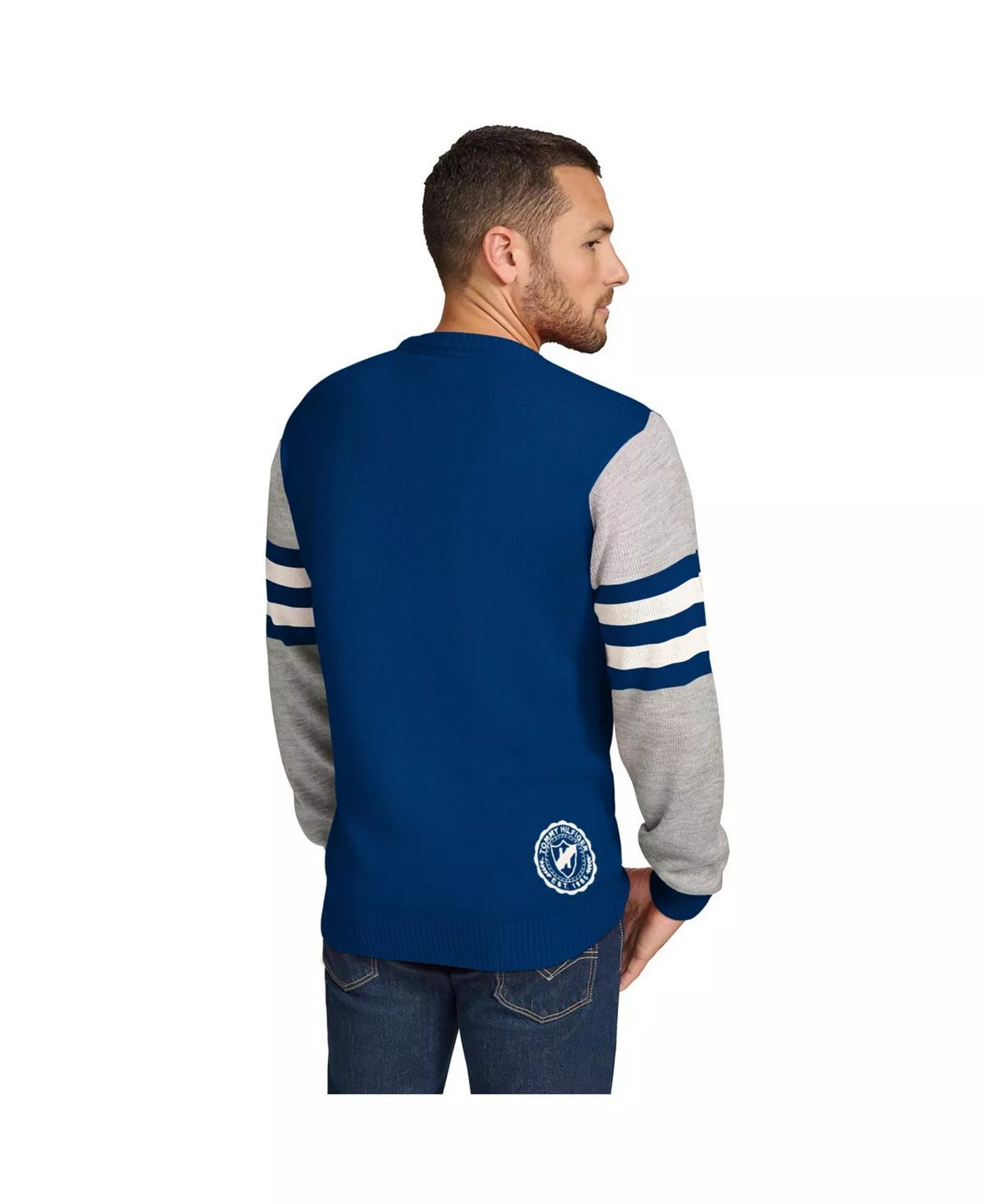 Men's Royal/Heather Gray Indianapolis Colts Acrylic Crewneck Pullover Sweatshirt - Royal, Heather Gray - XL