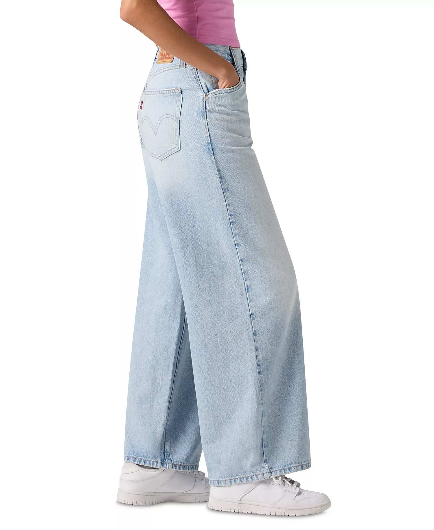 Plus Size Mid-Rise Wide-Leg Baggy Jeans - Abraided Art Plus - 14W