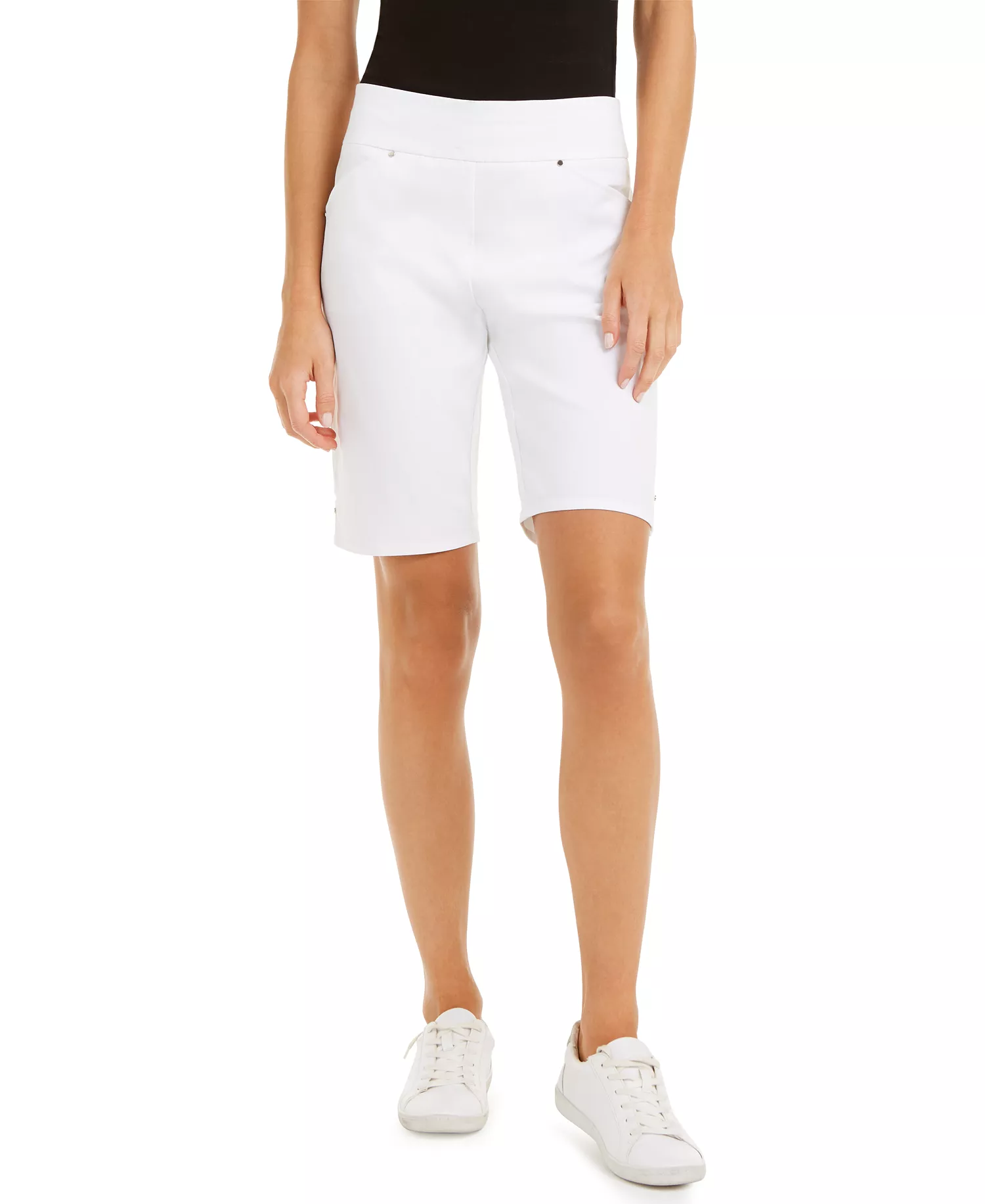 Women's Mid-Rise Pull-On Bermuda Shorts, Created for Macy's - Bright White - 0