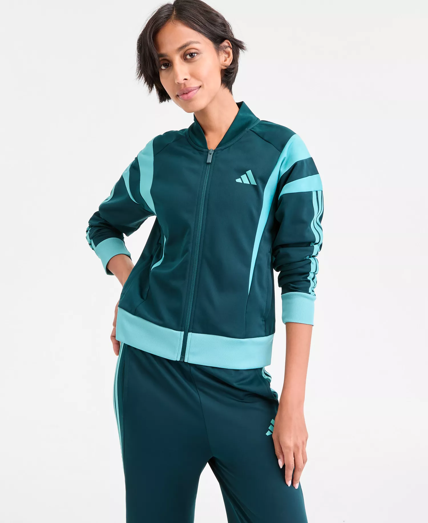 Women's Full-Zip 3S Fashion Track Jacket - Aurora Ivy/powder Teal - 2XL