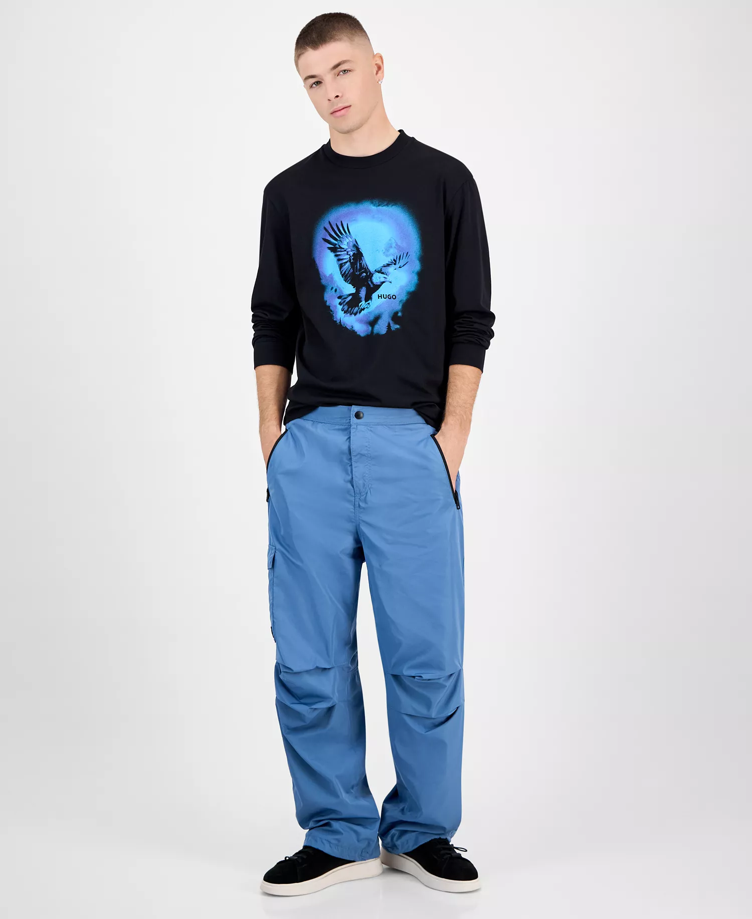 Gokla Straight Fit Pleated-Knee Pants - Open blue - 2XL