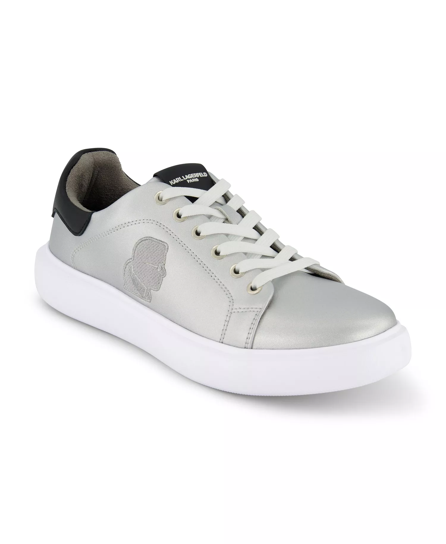 Men's Embroidered Karl Head Profile Sneakers - Silver - 10