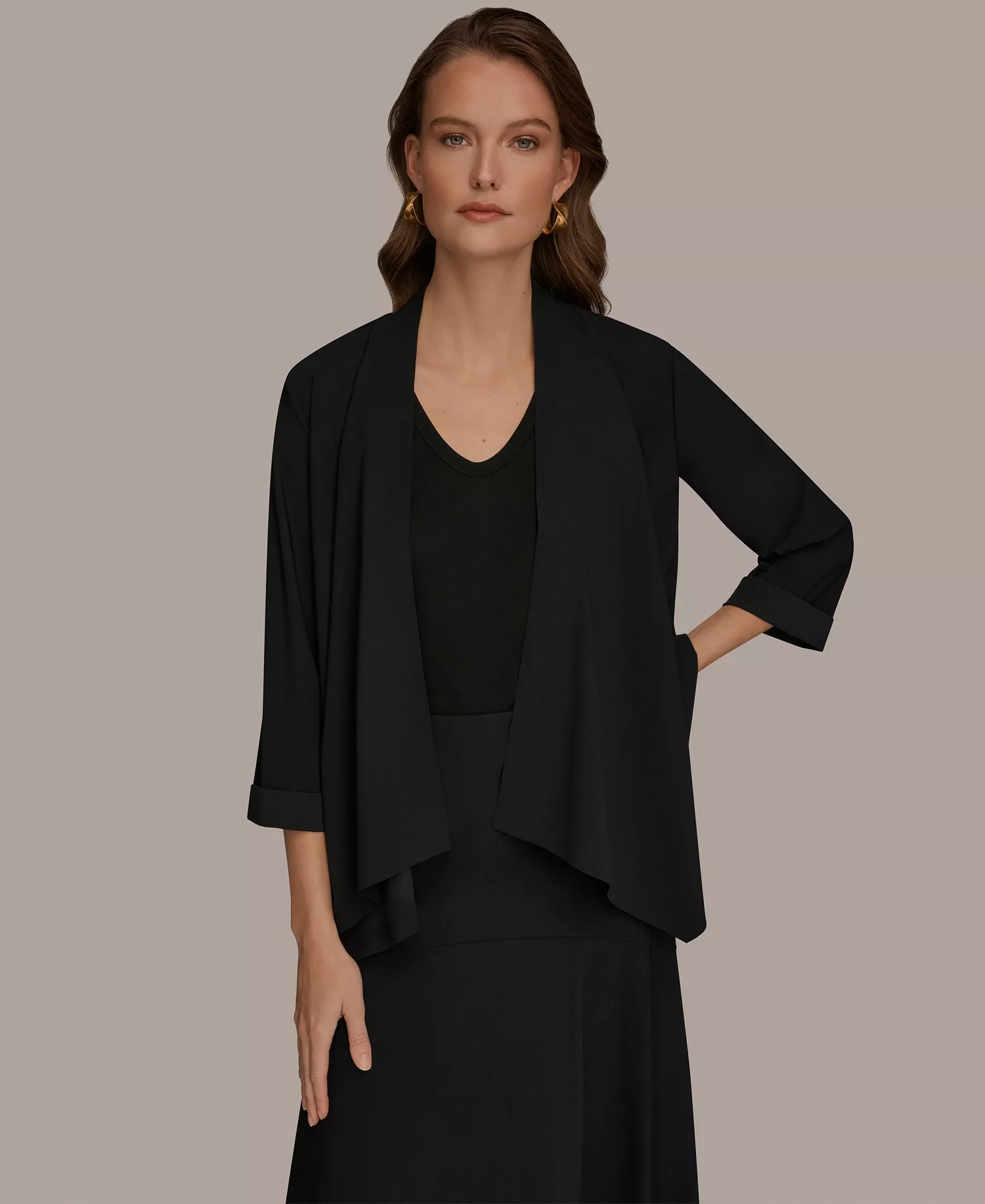 Women's Open-Front Cardigan - Black - L