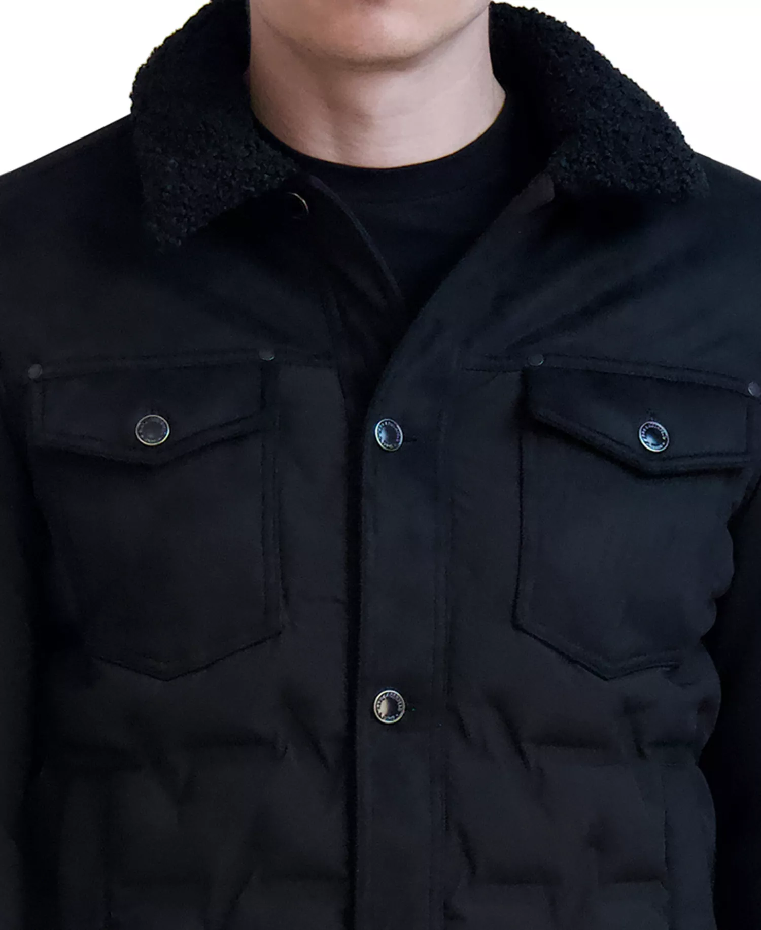 Paris Men's Quilted Trucker Jacket - Black - S