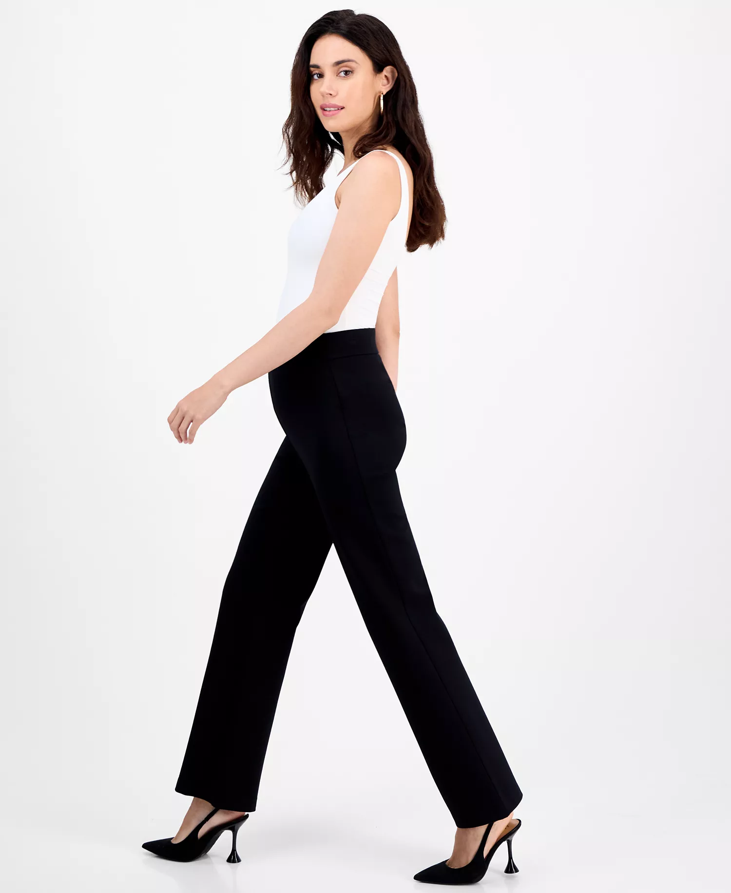 Petite High-Rise Bootcut Pull-On Pants, Macy's Exclusive - Deep Black - P/L