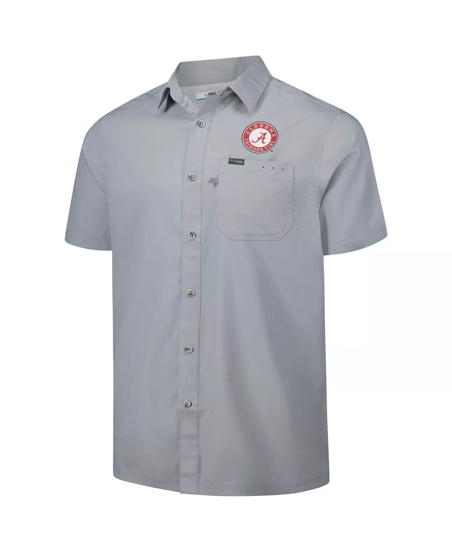 Men's Gray Alabama Crimson Tide PFG Slack Tide Omni-Shade Button-Up Camp Shirt - Gray - L