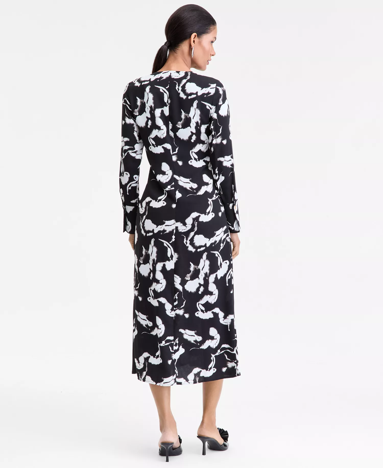 Women's Drawstring-Front V-Neck Midi Dress, Macy's Exclusive - Prt Tie Front Maxi - M