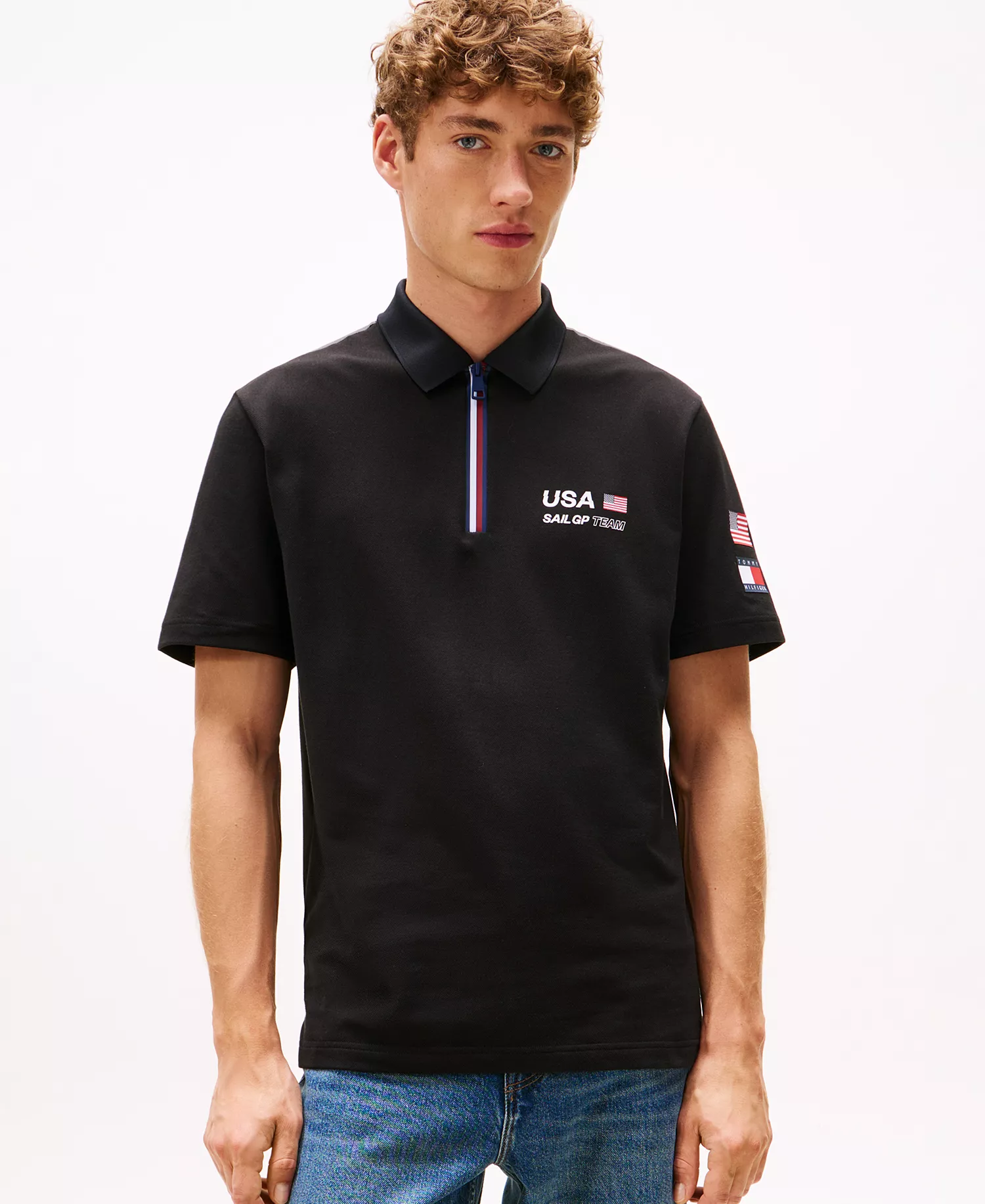 Men's Tommy x U.S. SailGP Team Short Sleeve Tech Polo Shirt - Black - S
