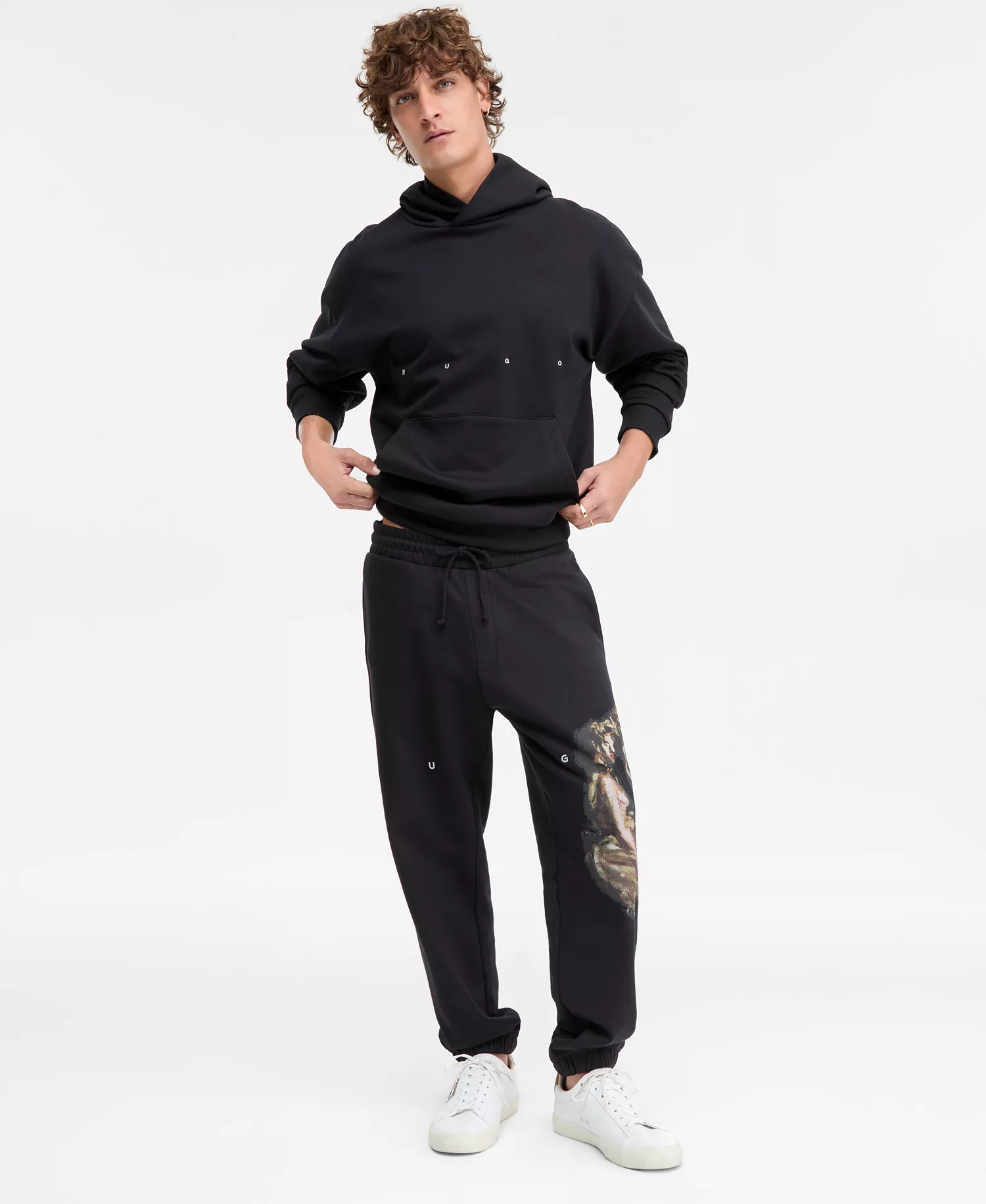 Men's Dabuno Relaxed-Fit Graphic Drawstring Pants - black - L