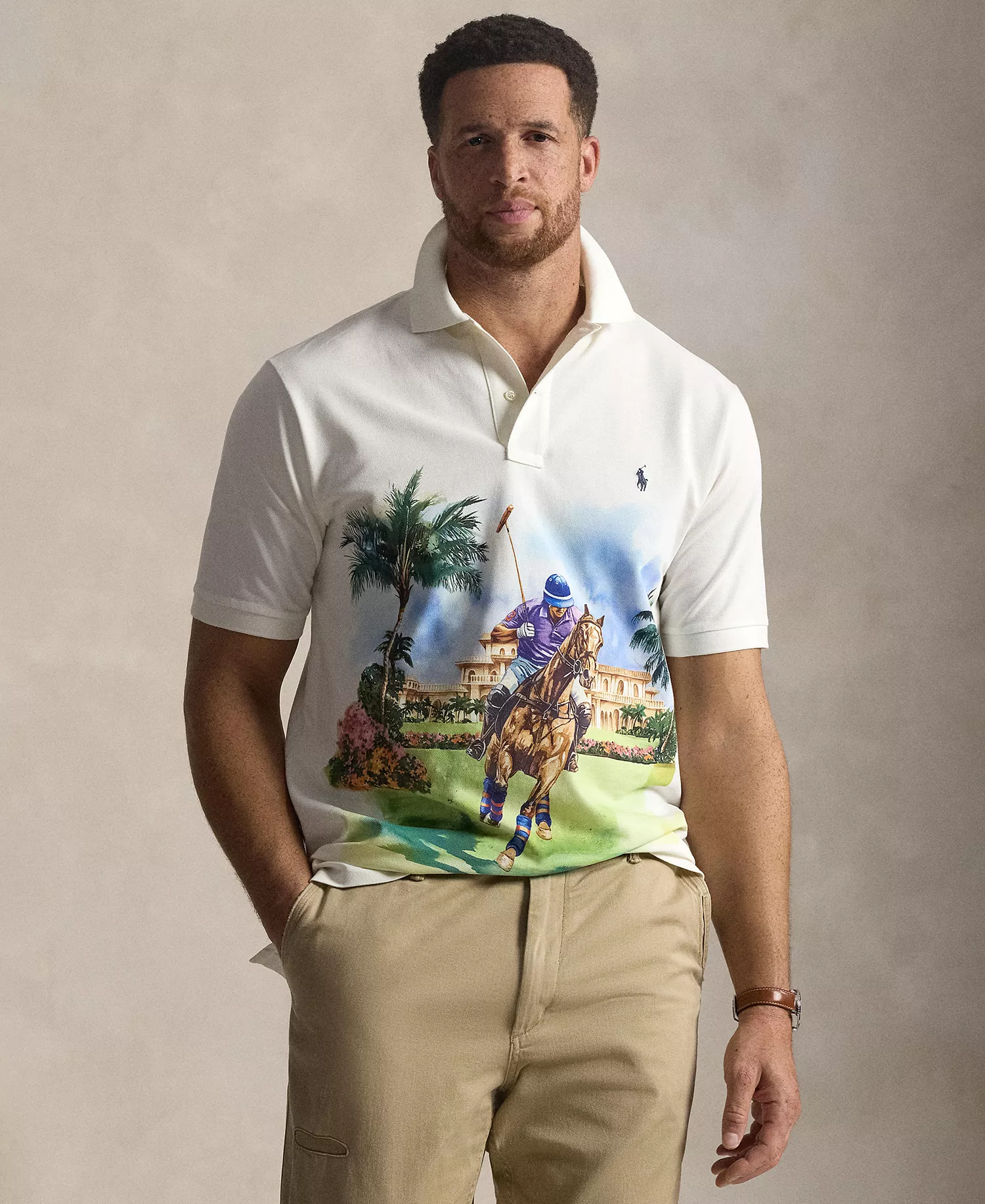 Men's Big & Tall Graphic Polo Shirt - Polo Society Poster Art - 2LT