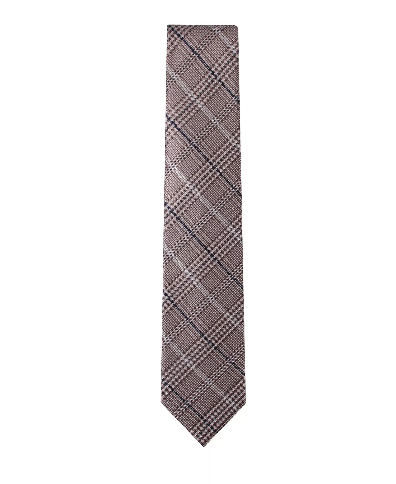 Men's Jeffrey Plaid Tie - Brown - ONE SIZE