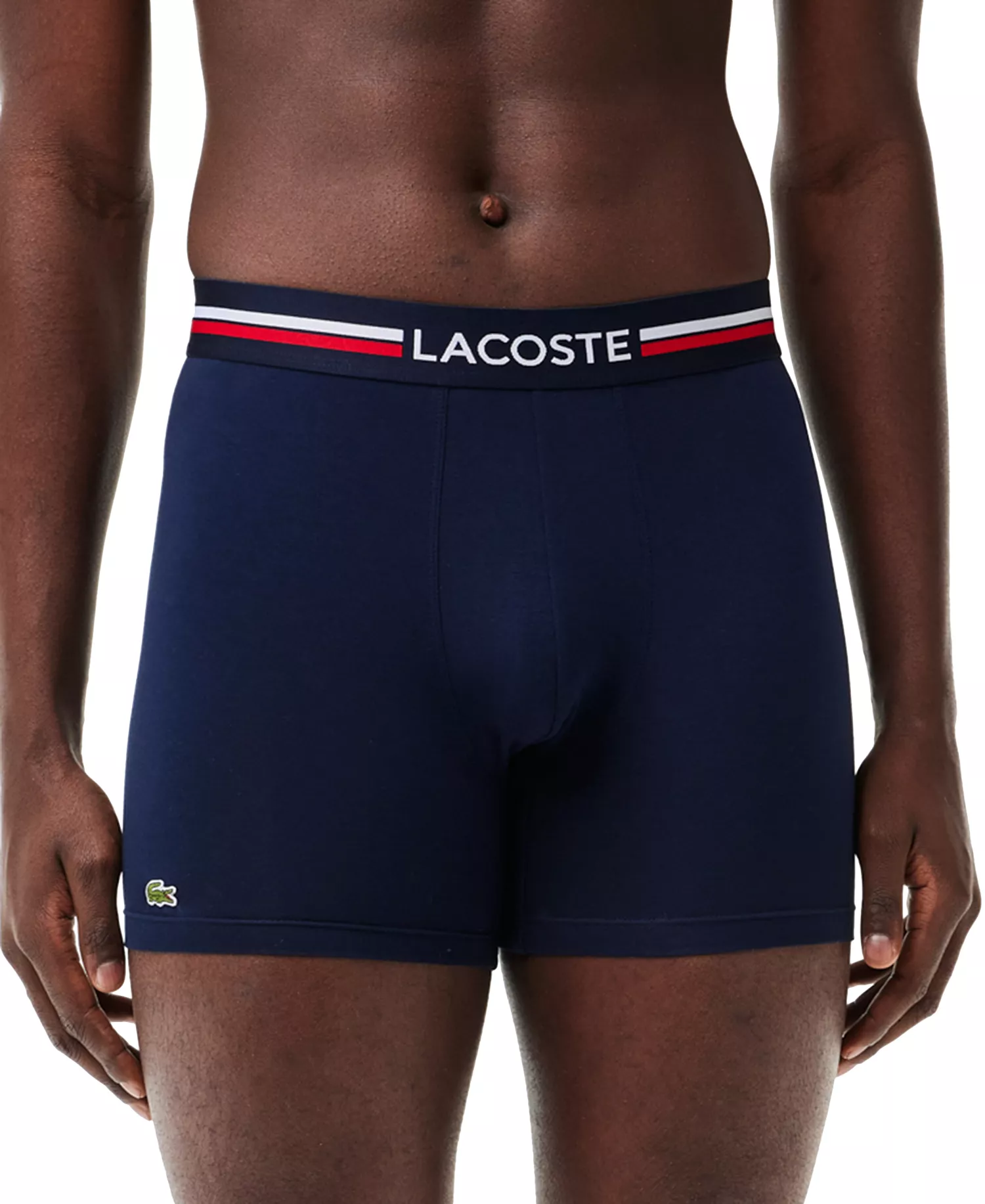 Men's 3-Pack Cotton Stretch French Flag Boxer Briefs - Red/Gray/Navy - L