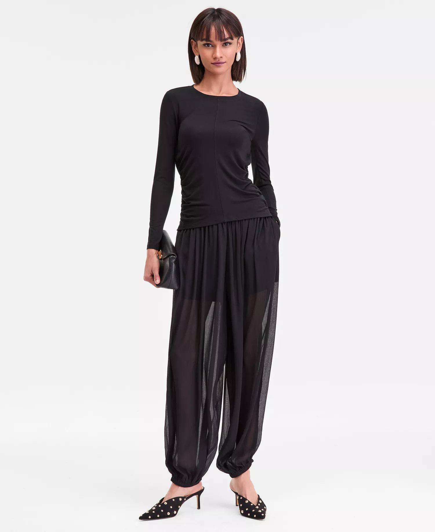 Women's Long-Sleeve Knit Top, Macy's Exclusive - Deep Black - L