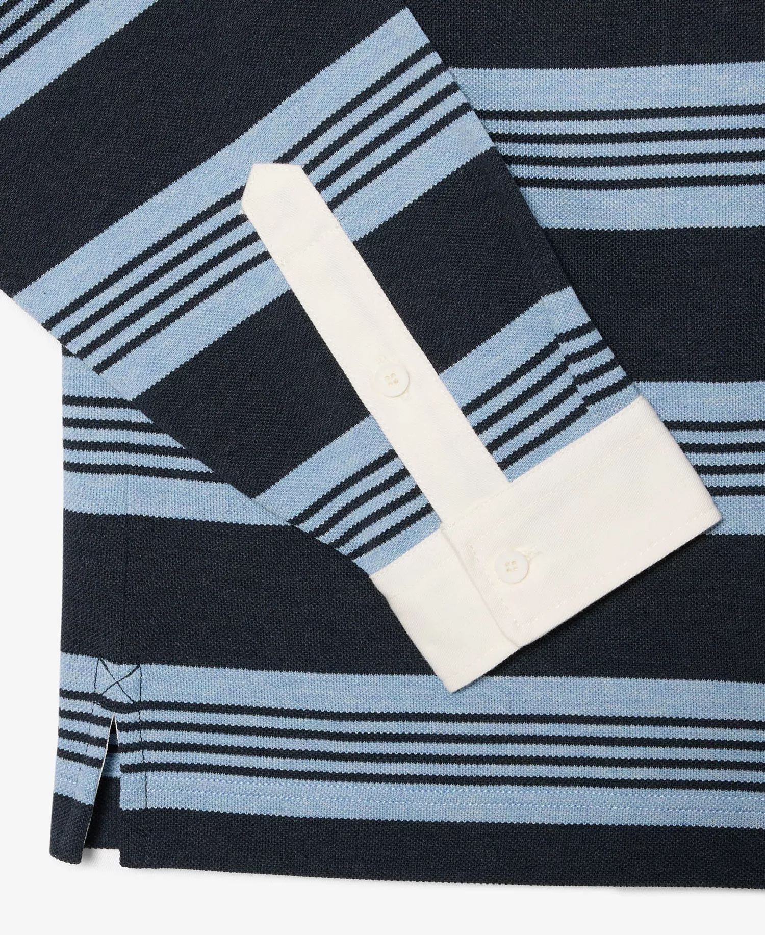 Men's Relaxed Fit Striped Piqu Rugby Polo Shirt - Aphylla/Blackbird - 3XL