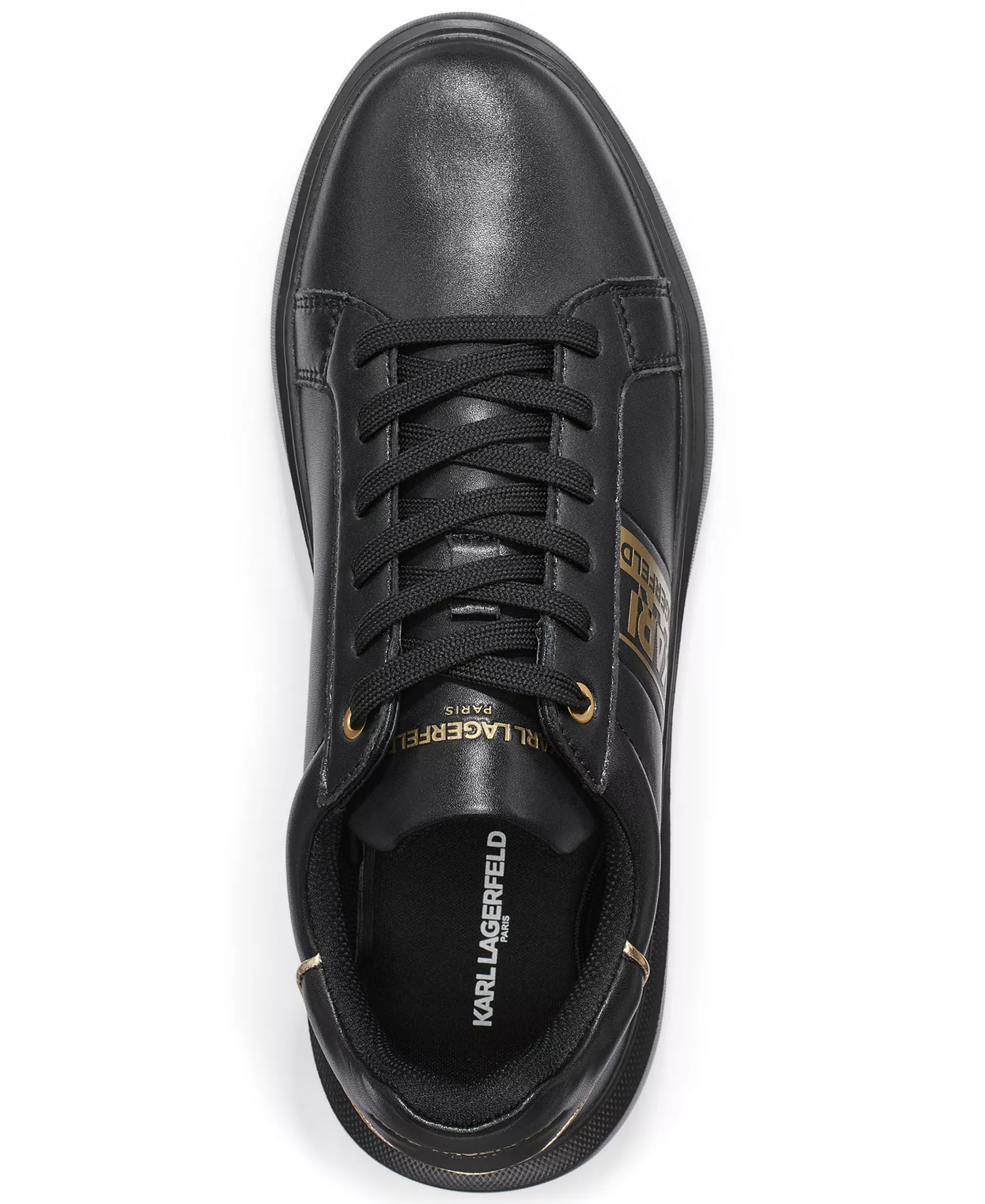 Men's Side Logo Sneakers - Black/Gold - 10.5M