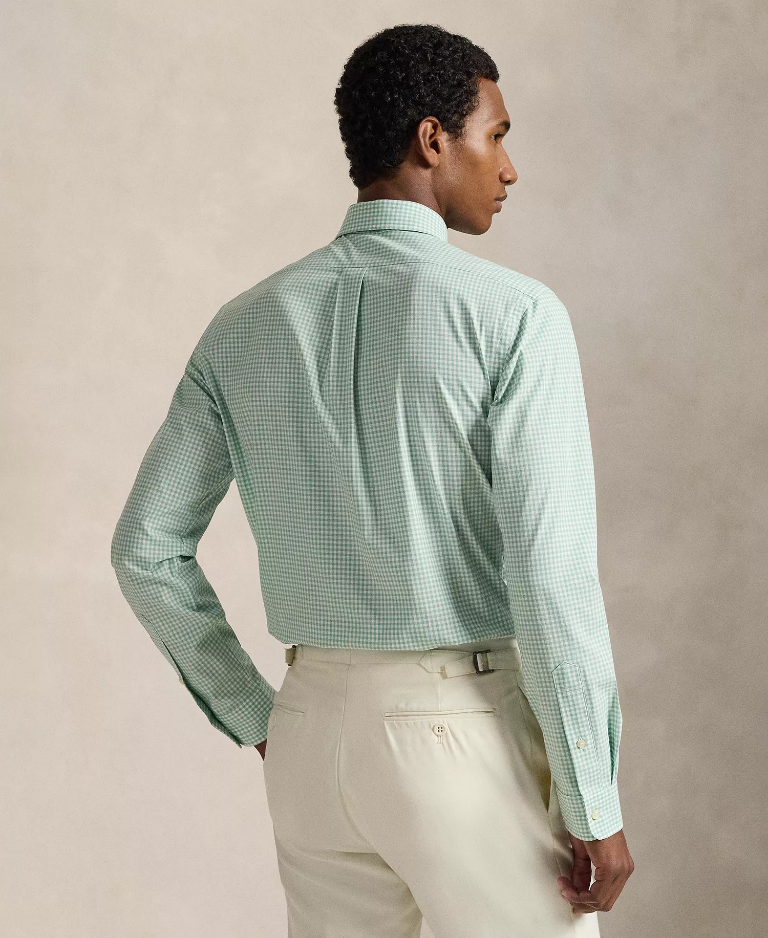 Men's Slim-Fit Gingham Stretch Shirt - Essex Green White - 2XL