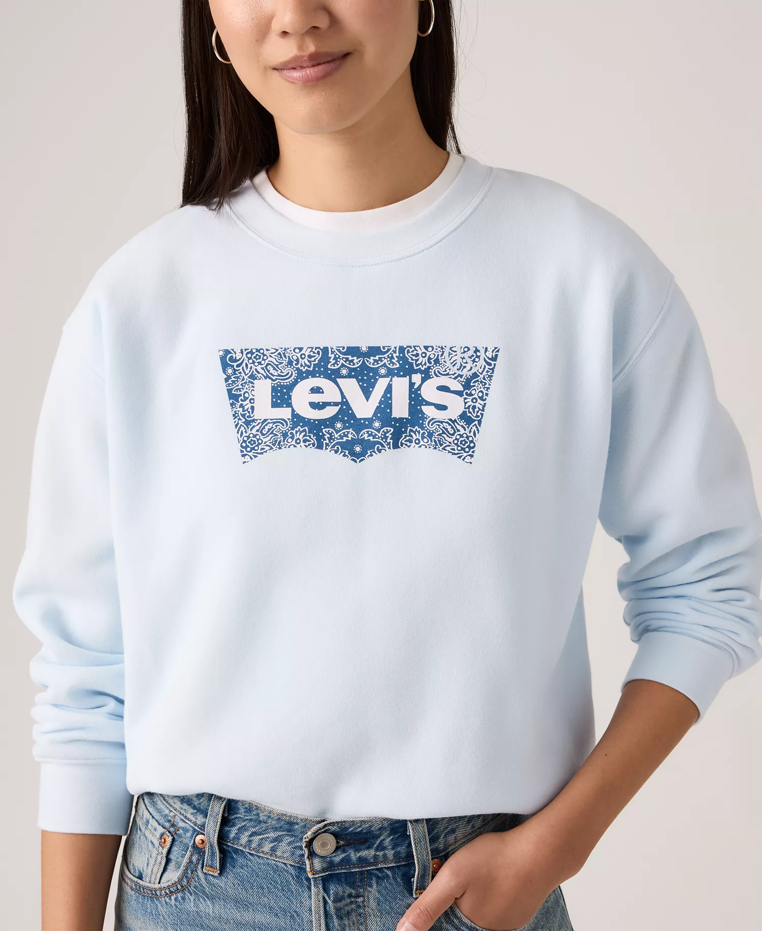 Women's Graphic Everyday Crew Neck Sweatshirt - Bandana blue - L