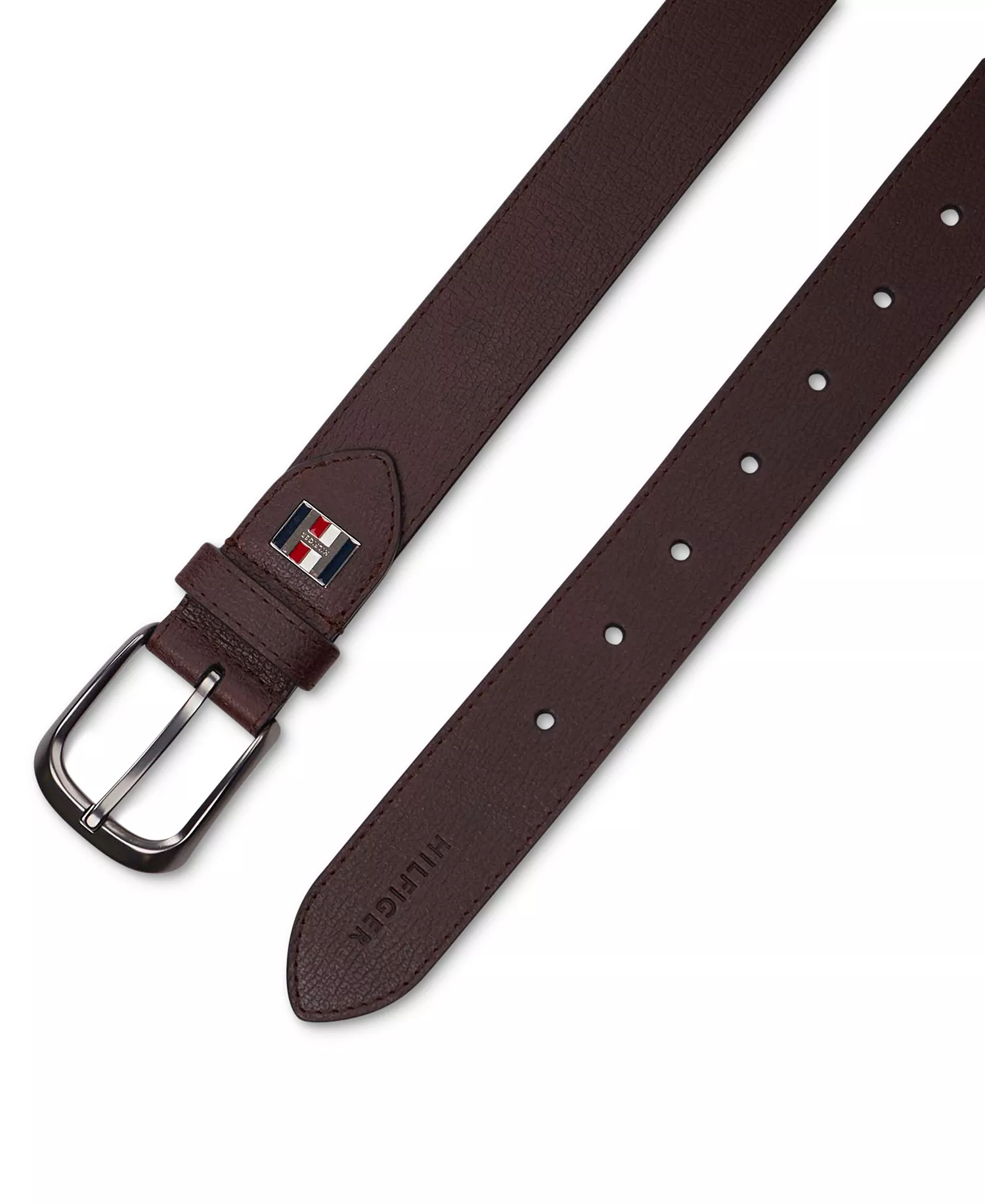 Men's Enamel Logo Ornament Casual Leather Belt - Brown - L (38-40)