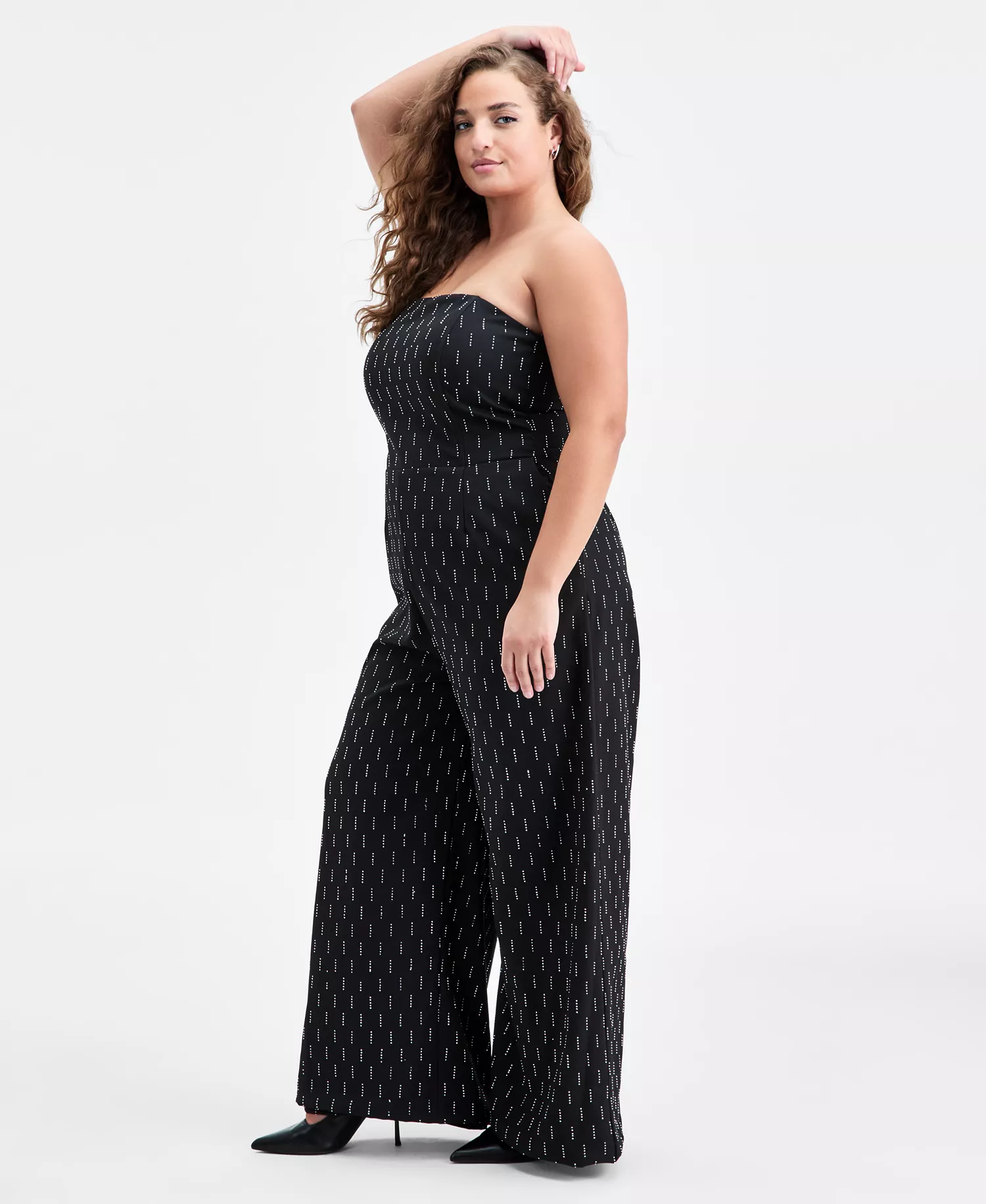 Trendy Plus Size Embellished Strapless Jumpsuit, Macy's Exclusive - Black - 0X