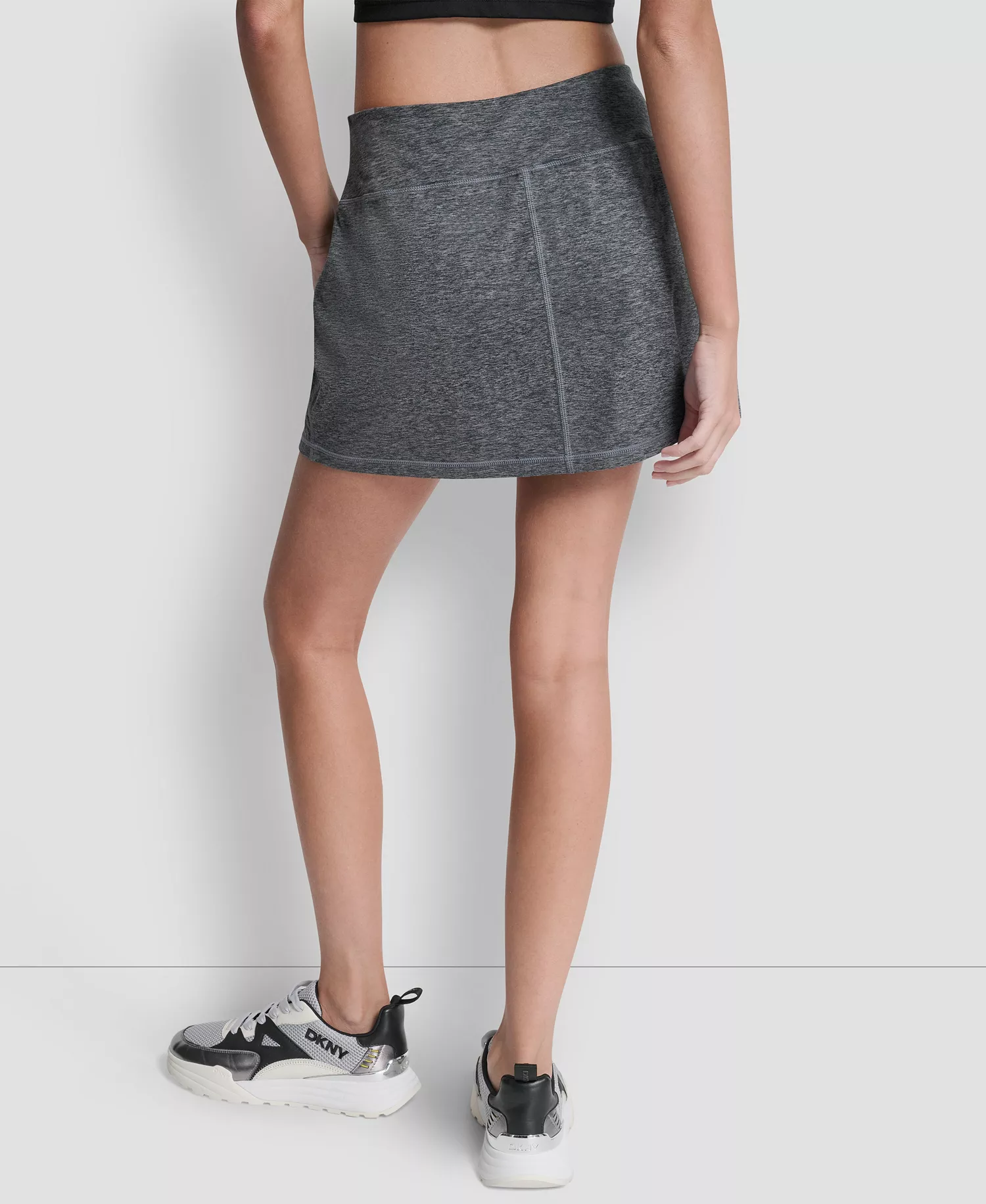 Women's Space-Dye Pull-On Bike Skort - Black Spacedye - L