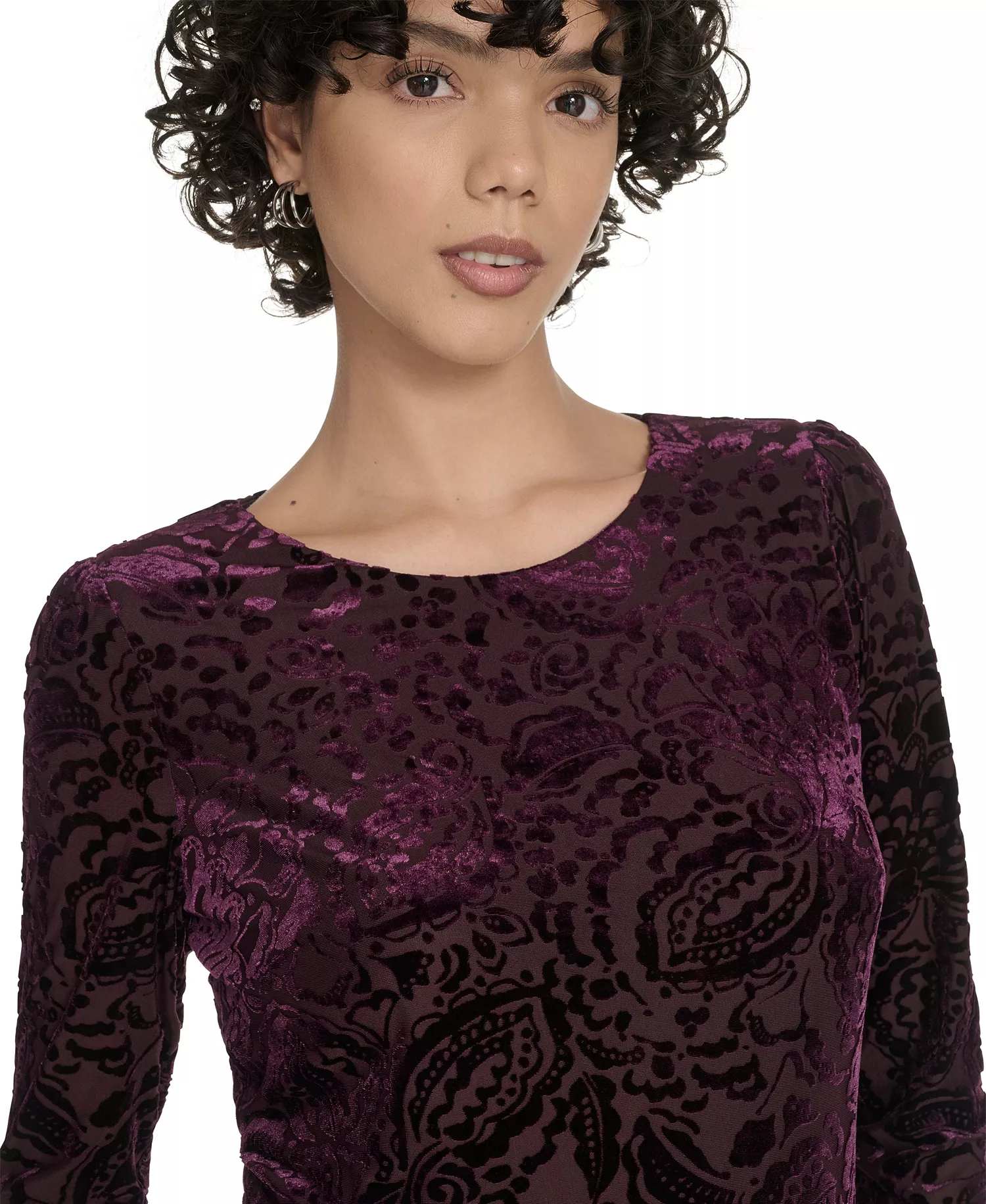 Petite Burnout Shift Dress - Aubergine - 0P