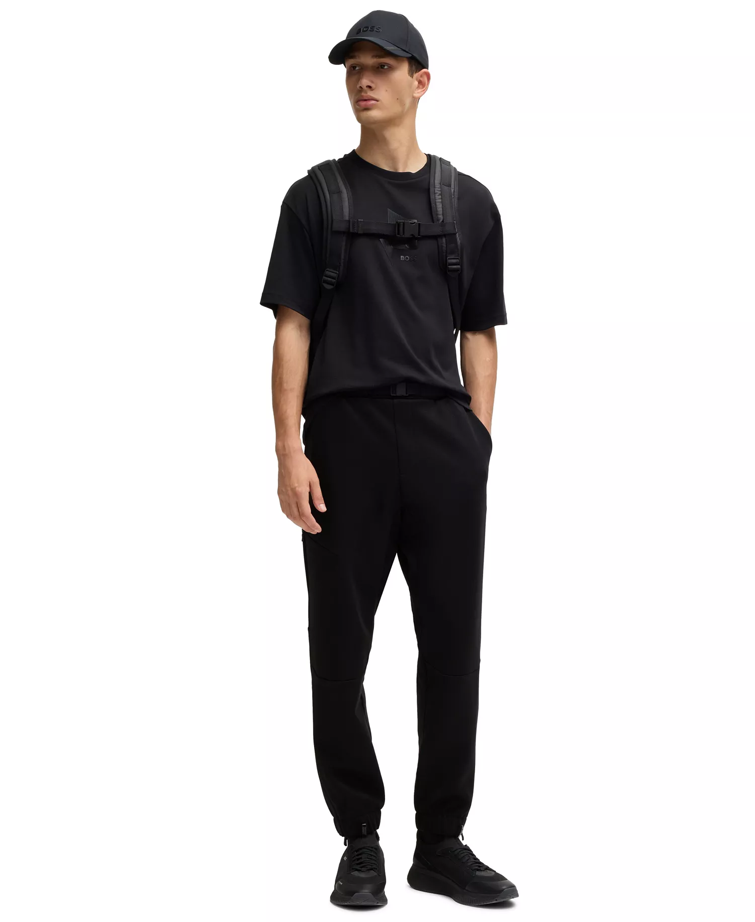 Men's Bonded-Fleece Tracksuit Bottoms - Black - 3XL