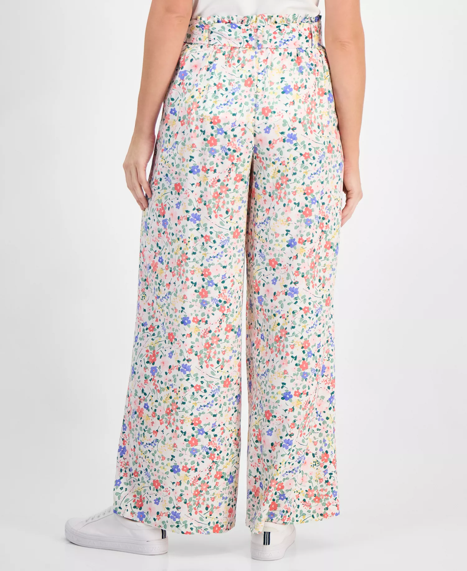 Women's Pull-On Belagio Floral Pants - Bright White Multi - L