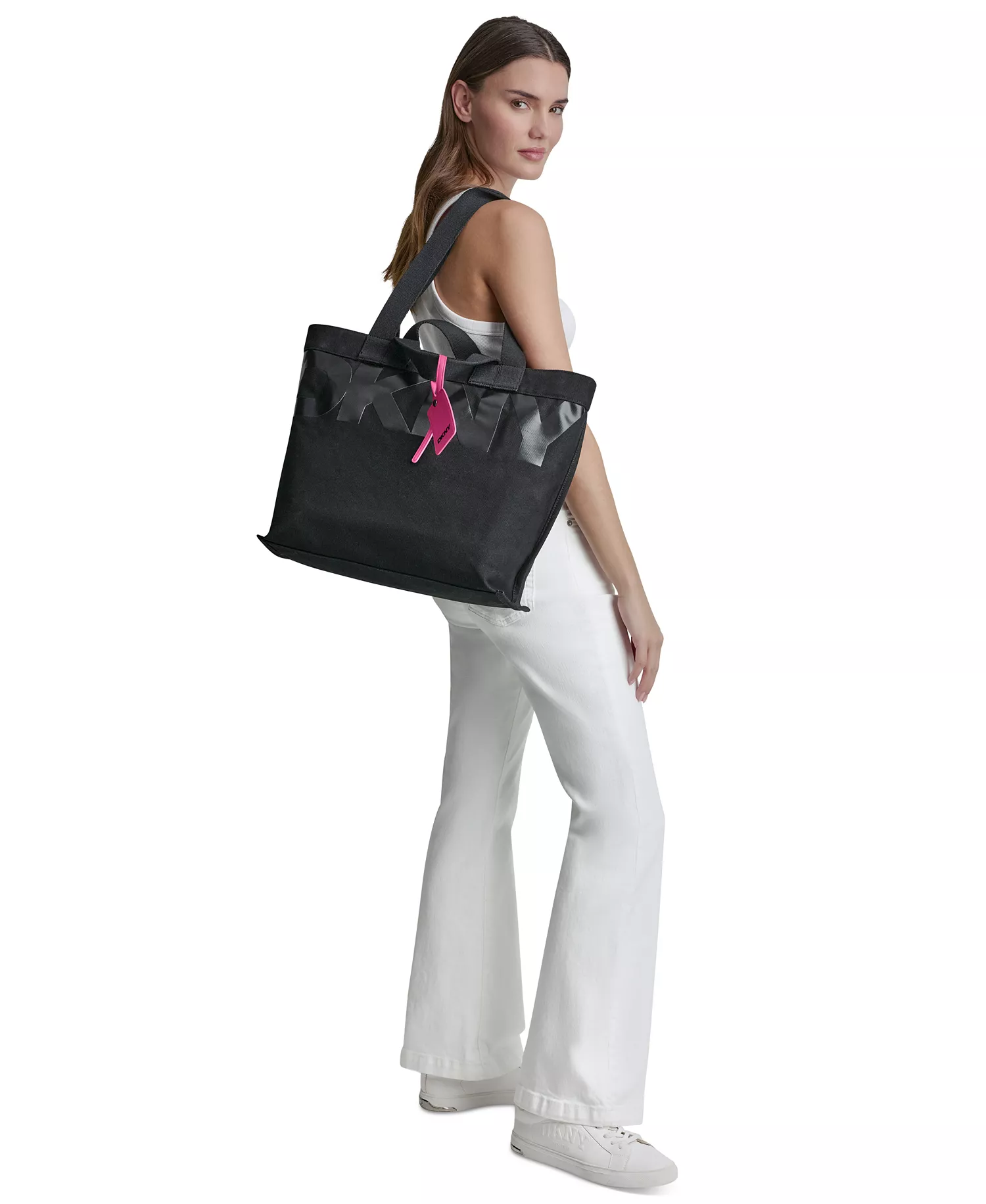 Brady Extra Large Double Handle Tote Bag - Black/Hot Pink - No Size