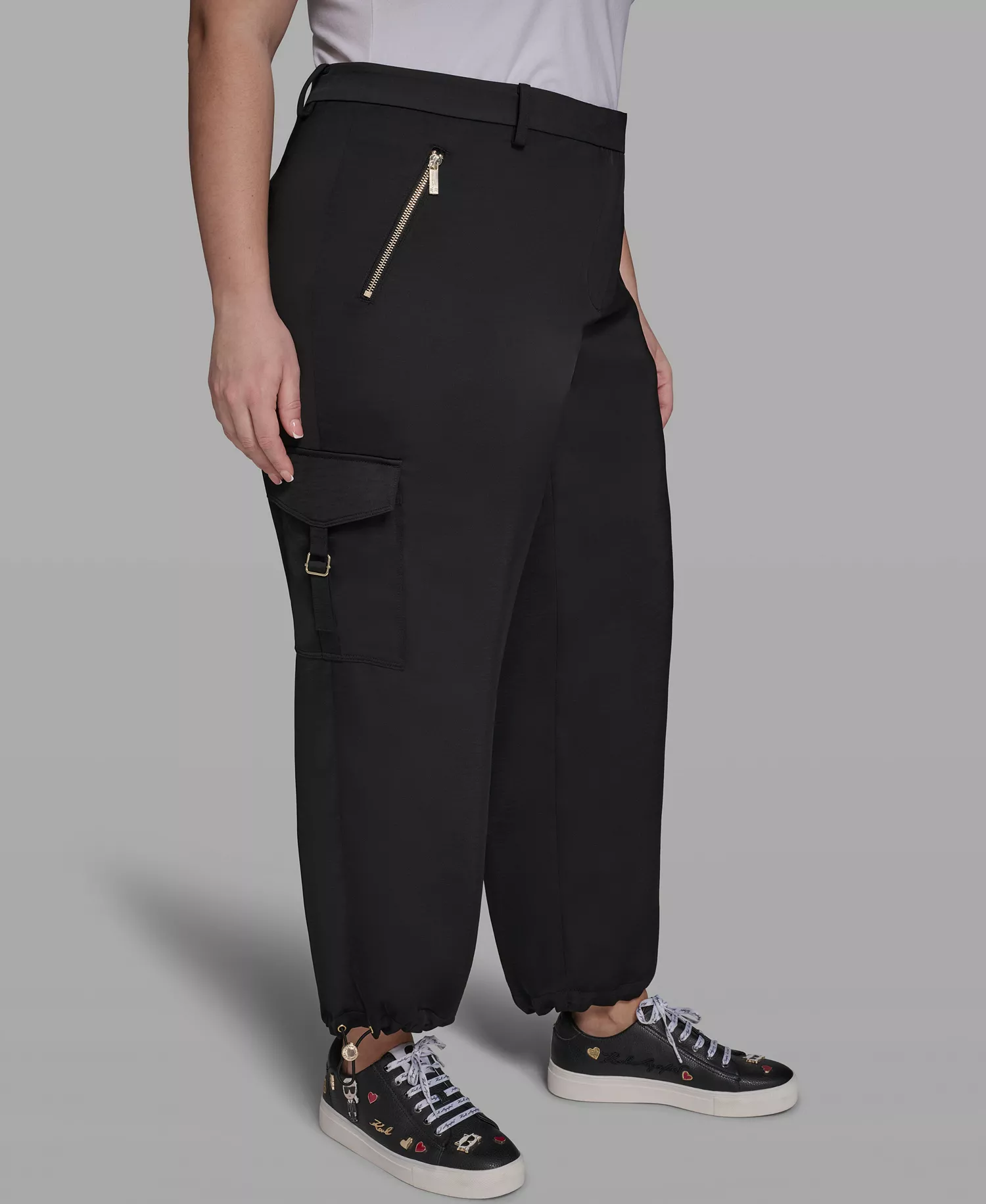 Plus Size Bungee Cargo Pants - Black - 14W