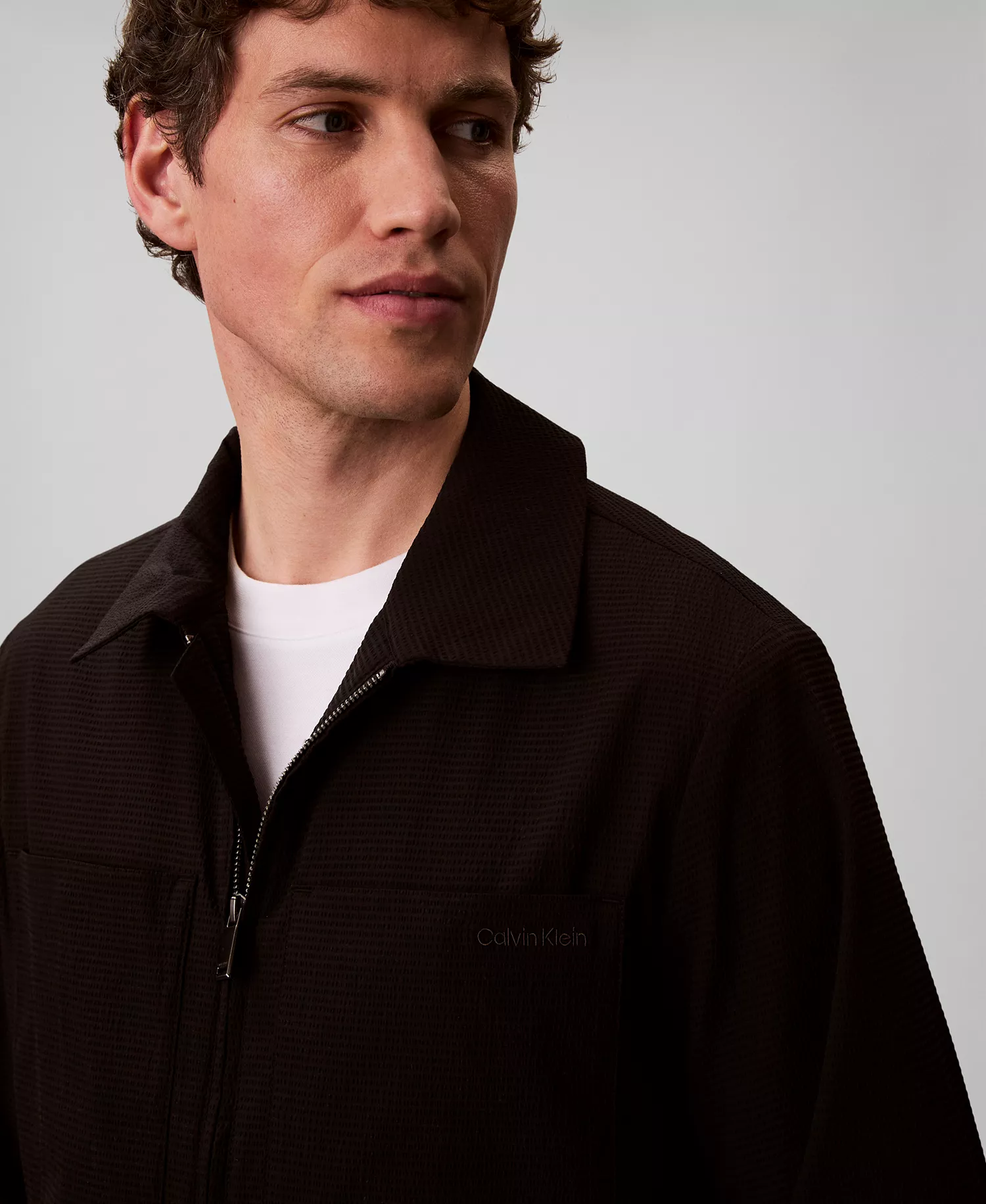 Men's Seersucker Blouson Jacket - Black - 2XL
