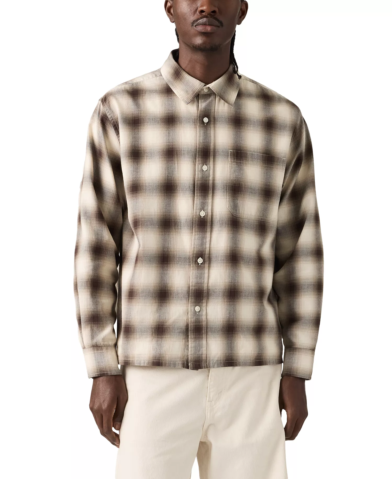 Men's Duboce Boxy Regular-Fit Overshirt - Beige/Khaki - 2XL
