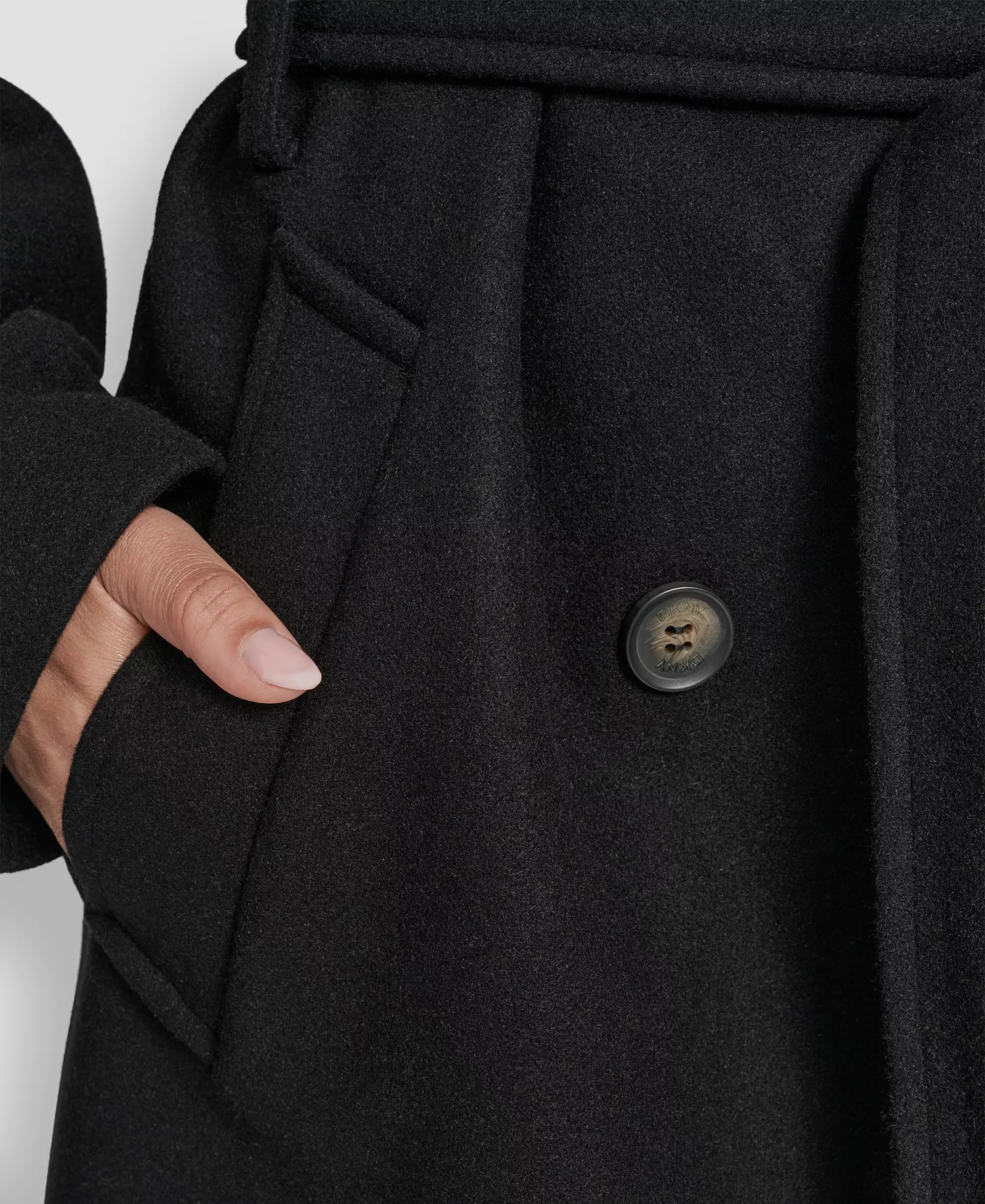 Women's Belted Notch Collar Coat - Black - L