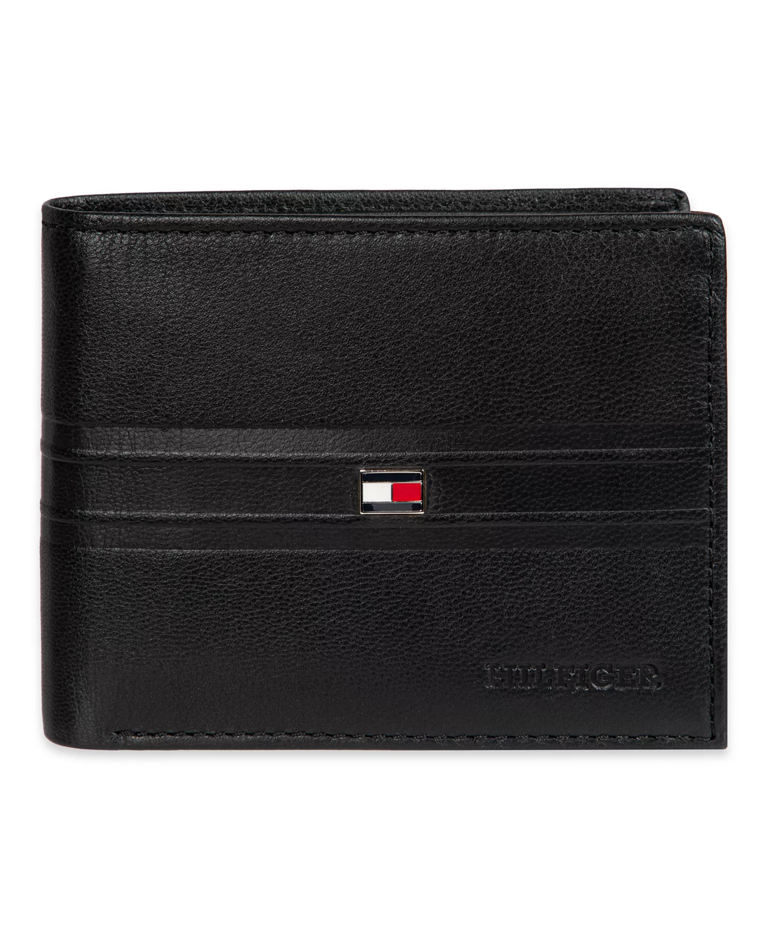 Men's RFID Stripe Embossed Bifold Traveler Wallet - Black - ONE SIZE
