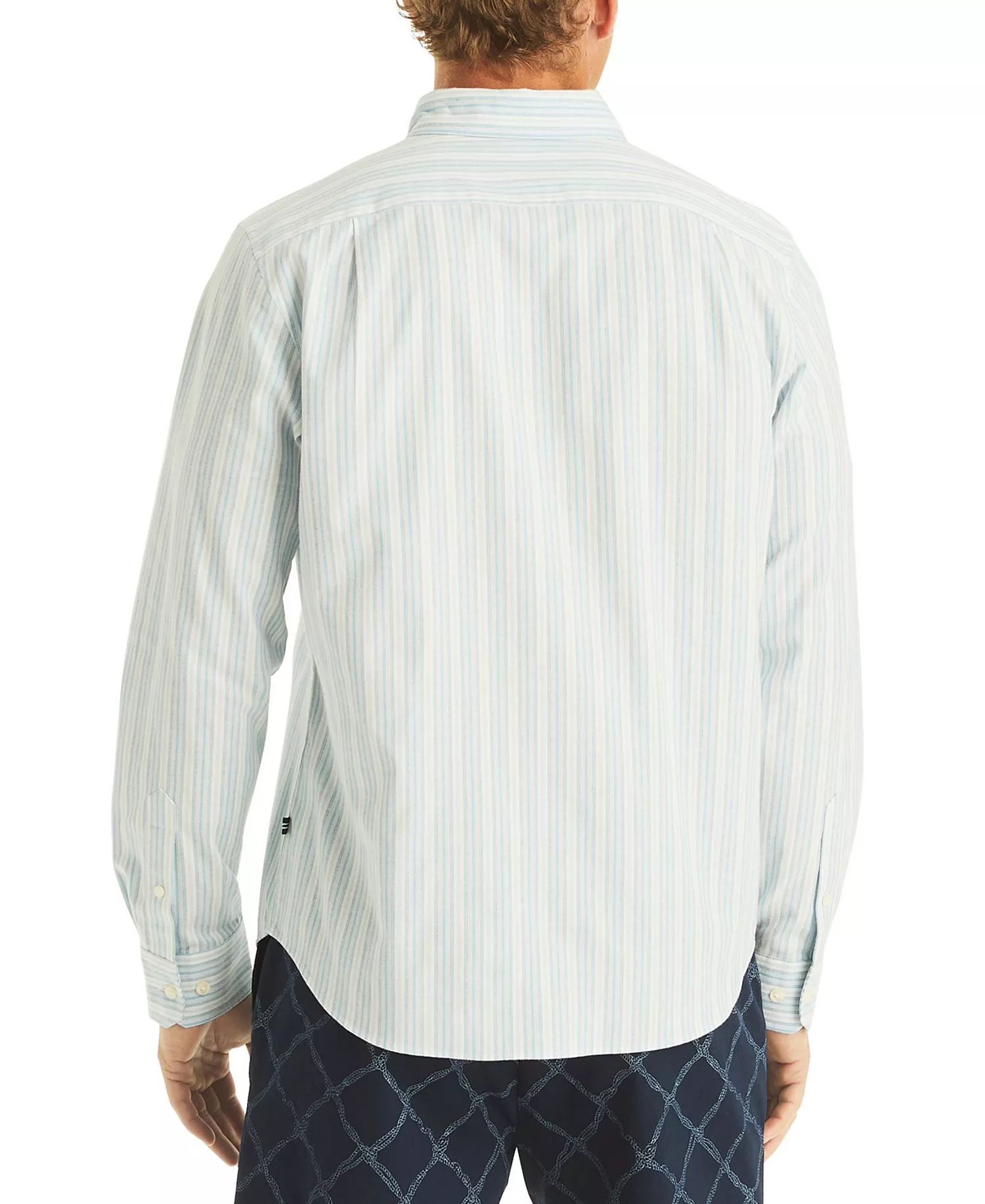 Men's Striped Long-Sleeve Oxford Shirt - Crystal Bay Blue - 2XL