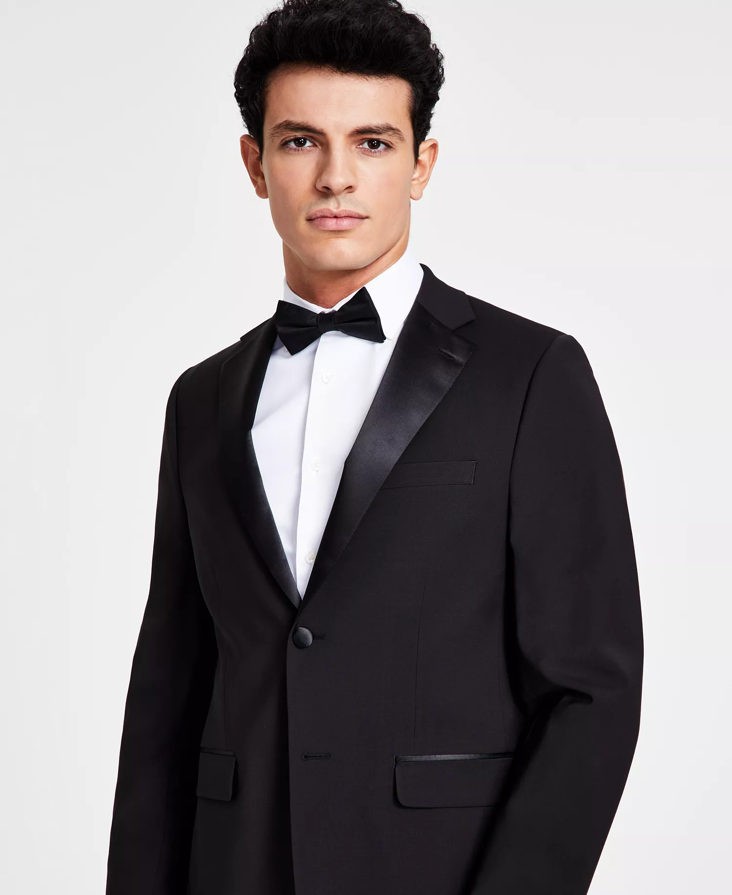 Men's Skinny-Fit Wool Tuxedo Jacket - CLOSE OUT! - Black - 36S