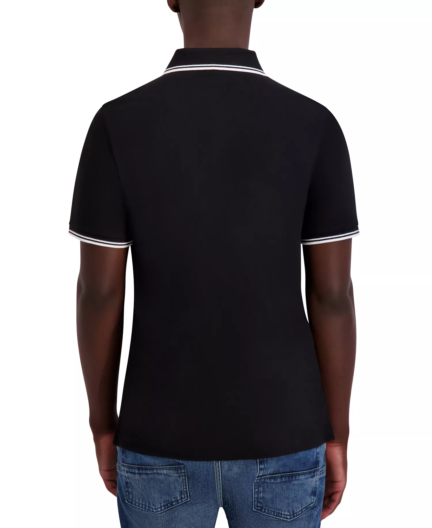 Men's Regular-Fit Tipped Polo Shirt - Black - 2XL