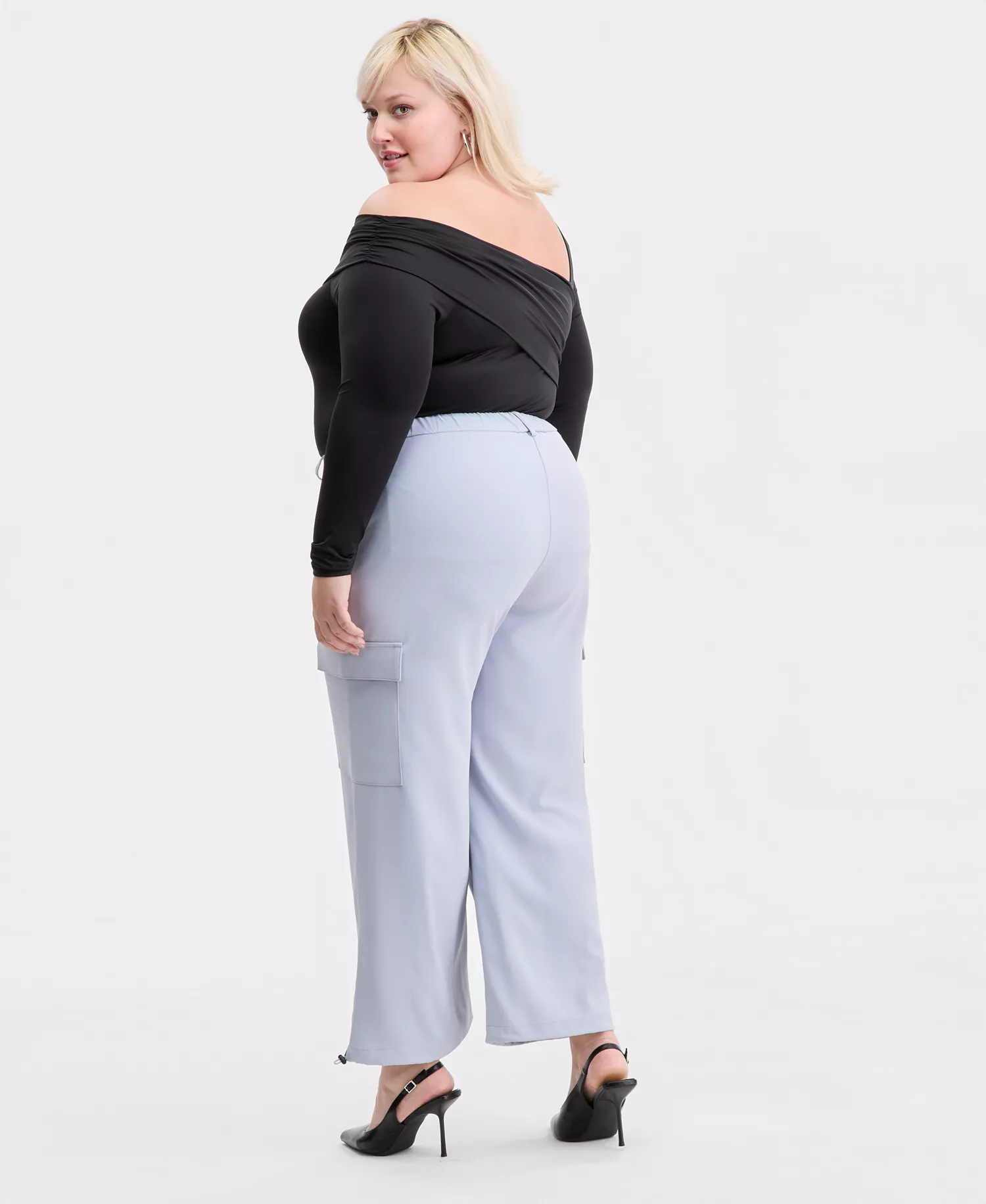 Trendy Plus Size Cargo Drawcord-Hem Pants, Macy's Exclusive - Powder Blue - 0X
