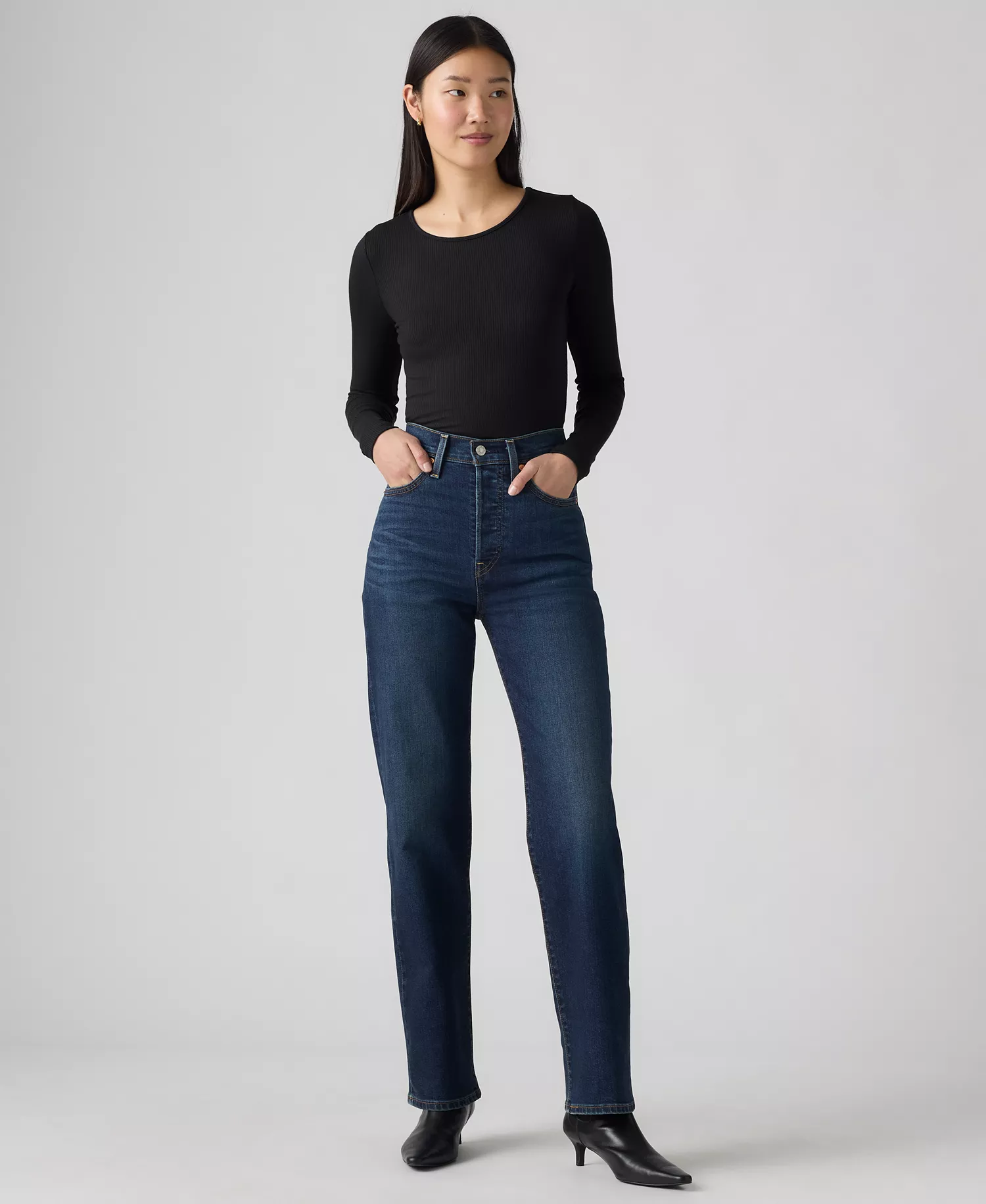 Women's Ribcage High-Rise Straight-Leg Jeans - Get Organic - 24